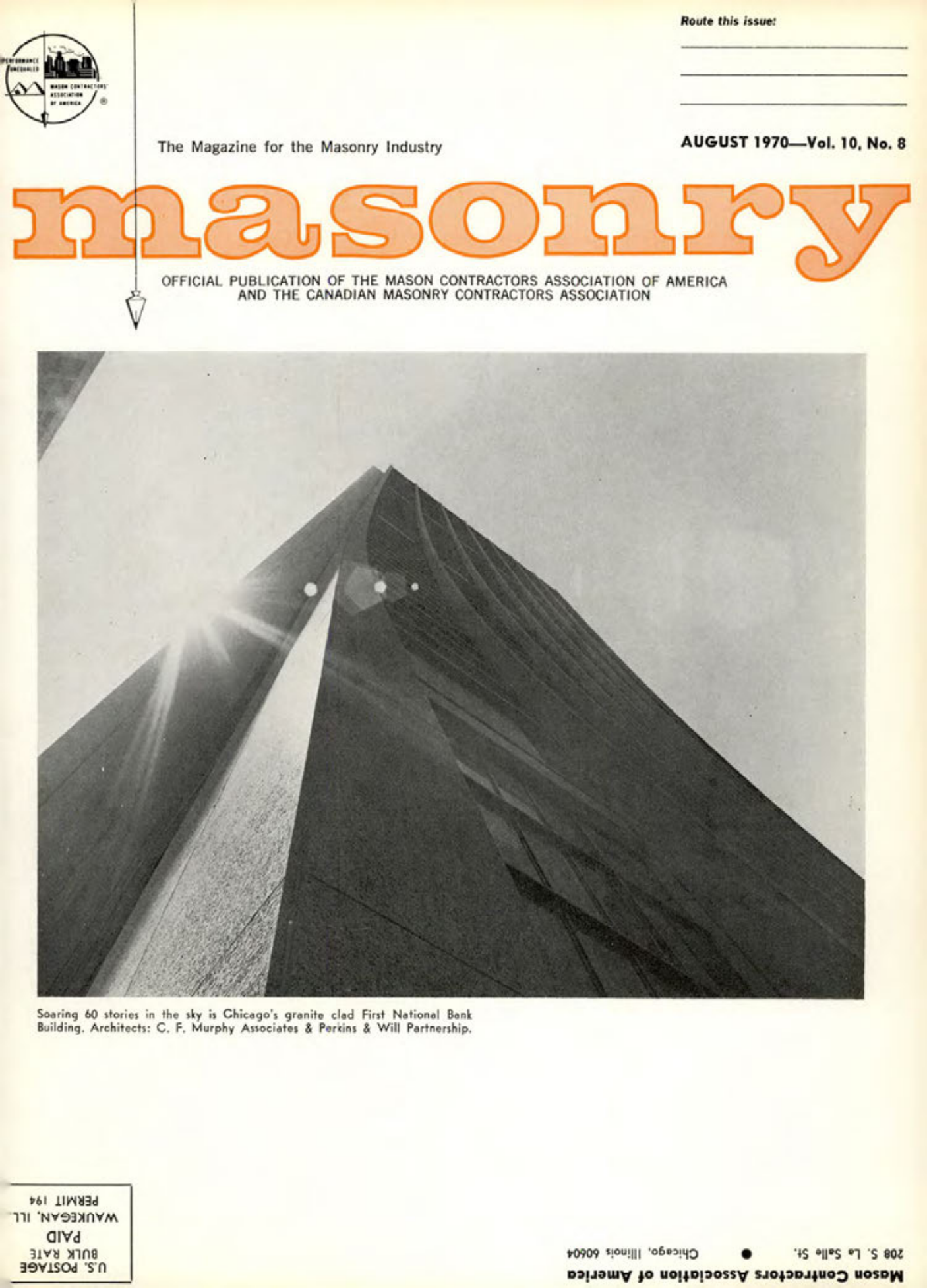 Masonry Magazine August 1970 Page. 1