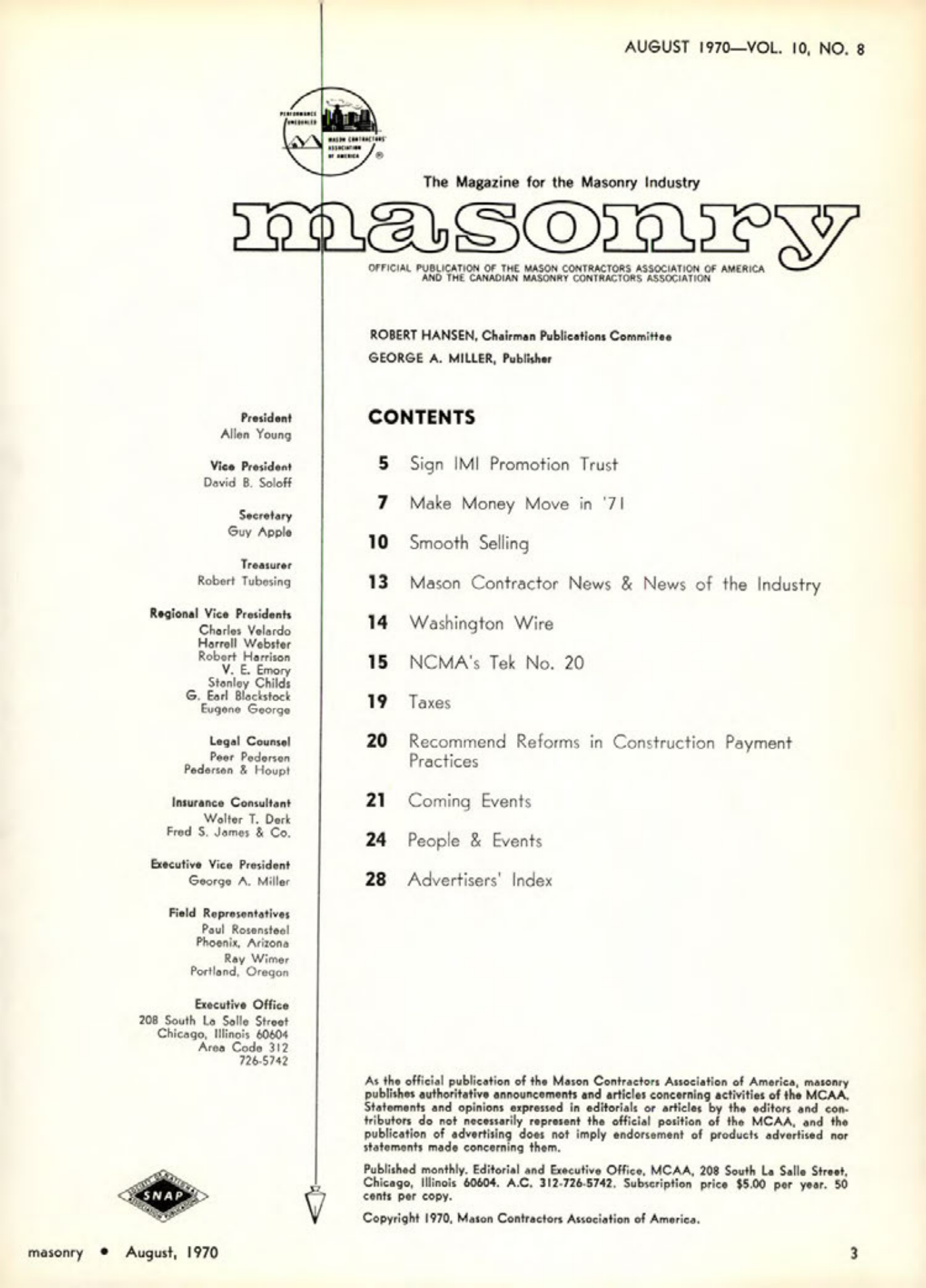 Masonry Magazine August 1970 Page. 3