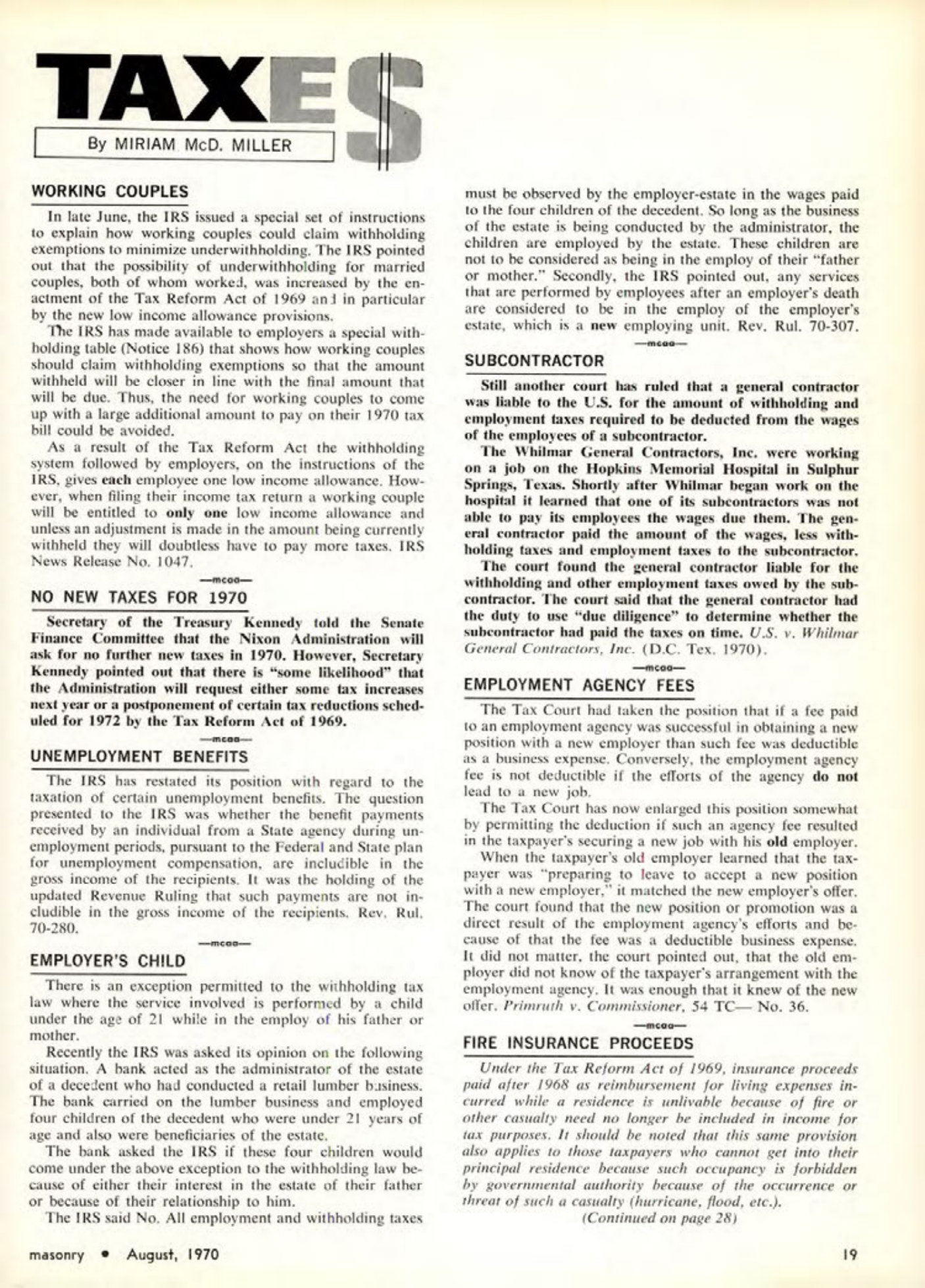 Masonry Magazine August 1970 Page. 19