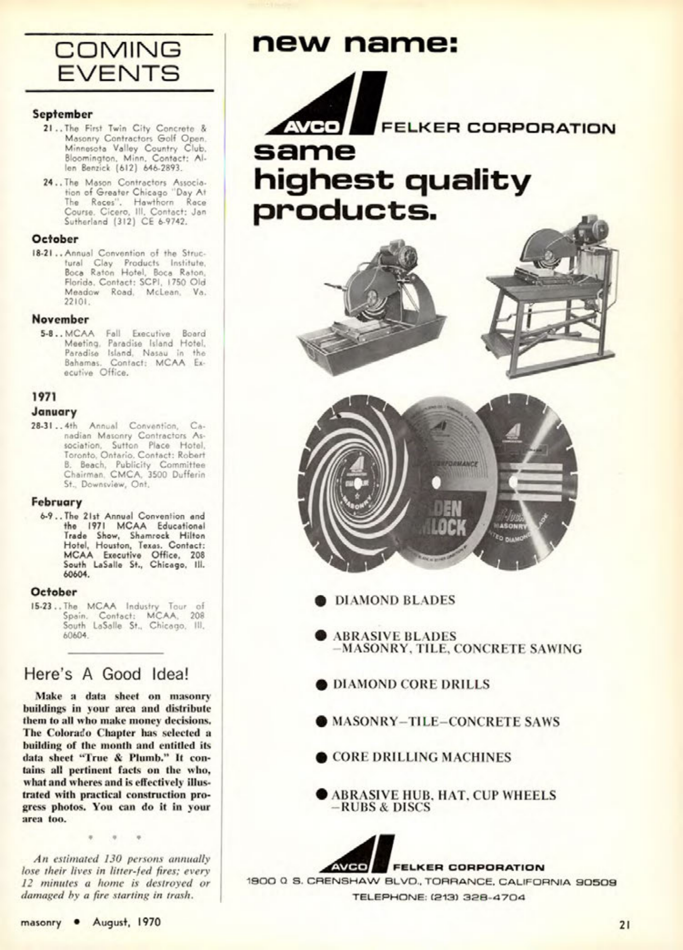 Masonry Magazine August 1970 Page. 21