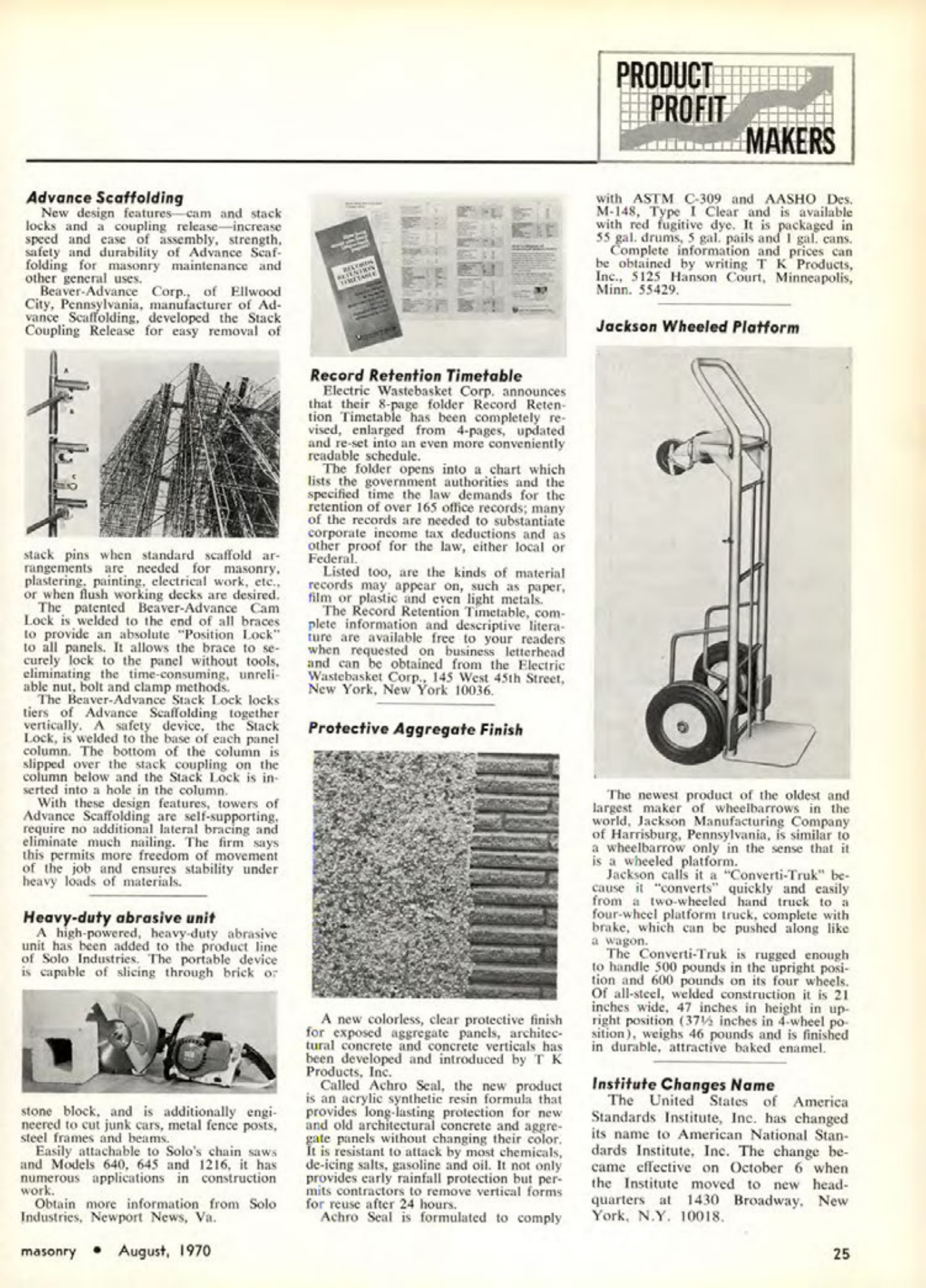 Masonry Magazine August 1970 Page. 25