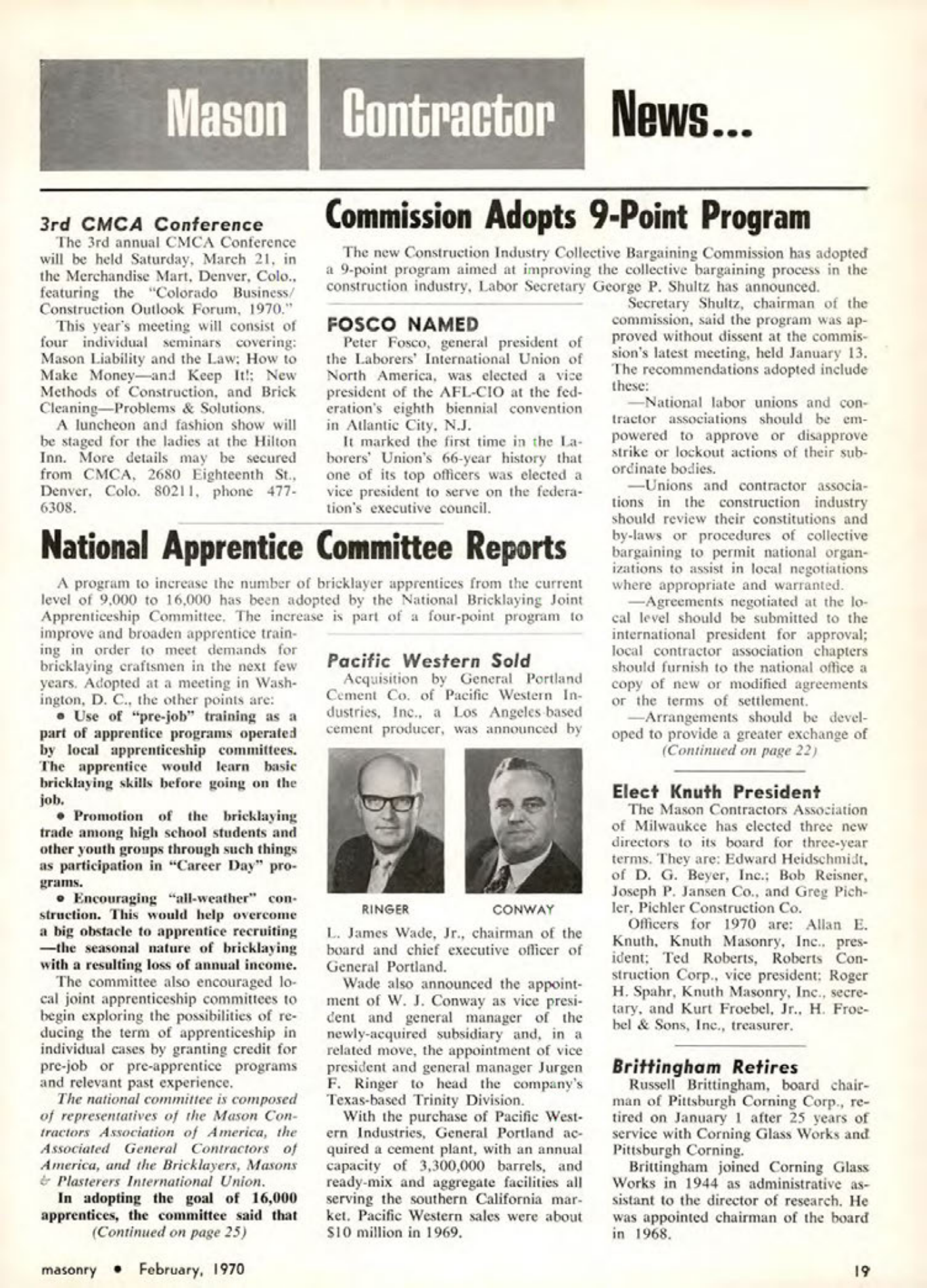 Masonry Magazine February 1970 Page. 19
