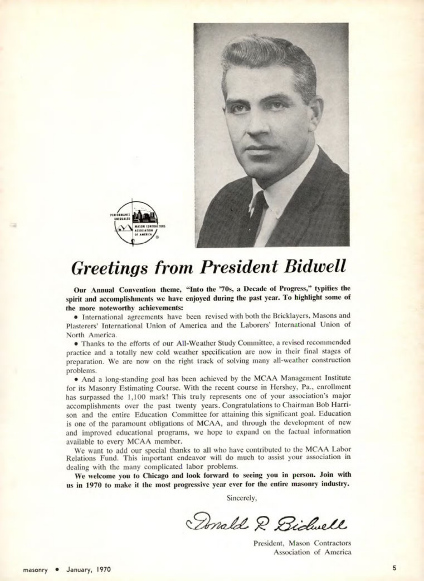 Masonry Magazine January 1970 Page. 5