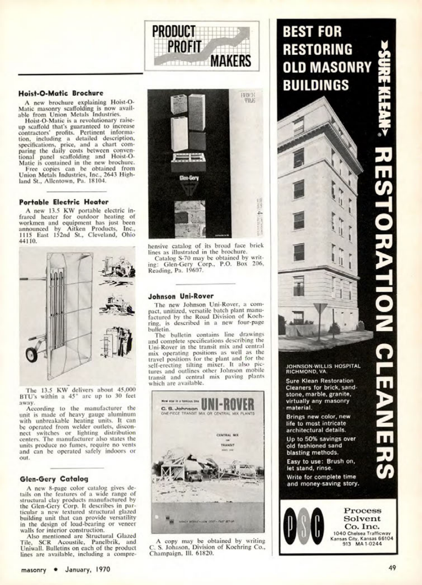 Masonry Magazine January 1970 Page. 49