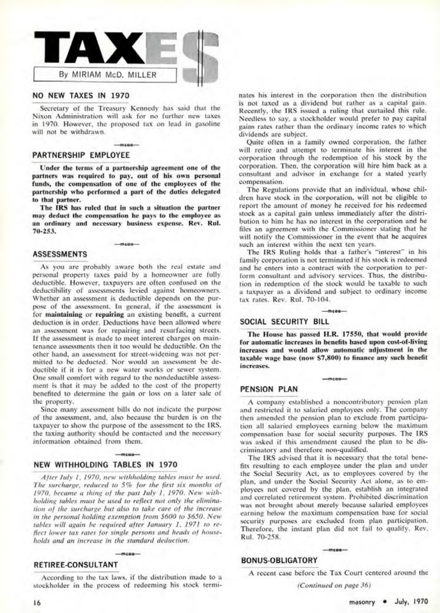 Masonry Magazine July 1970 Page. 16