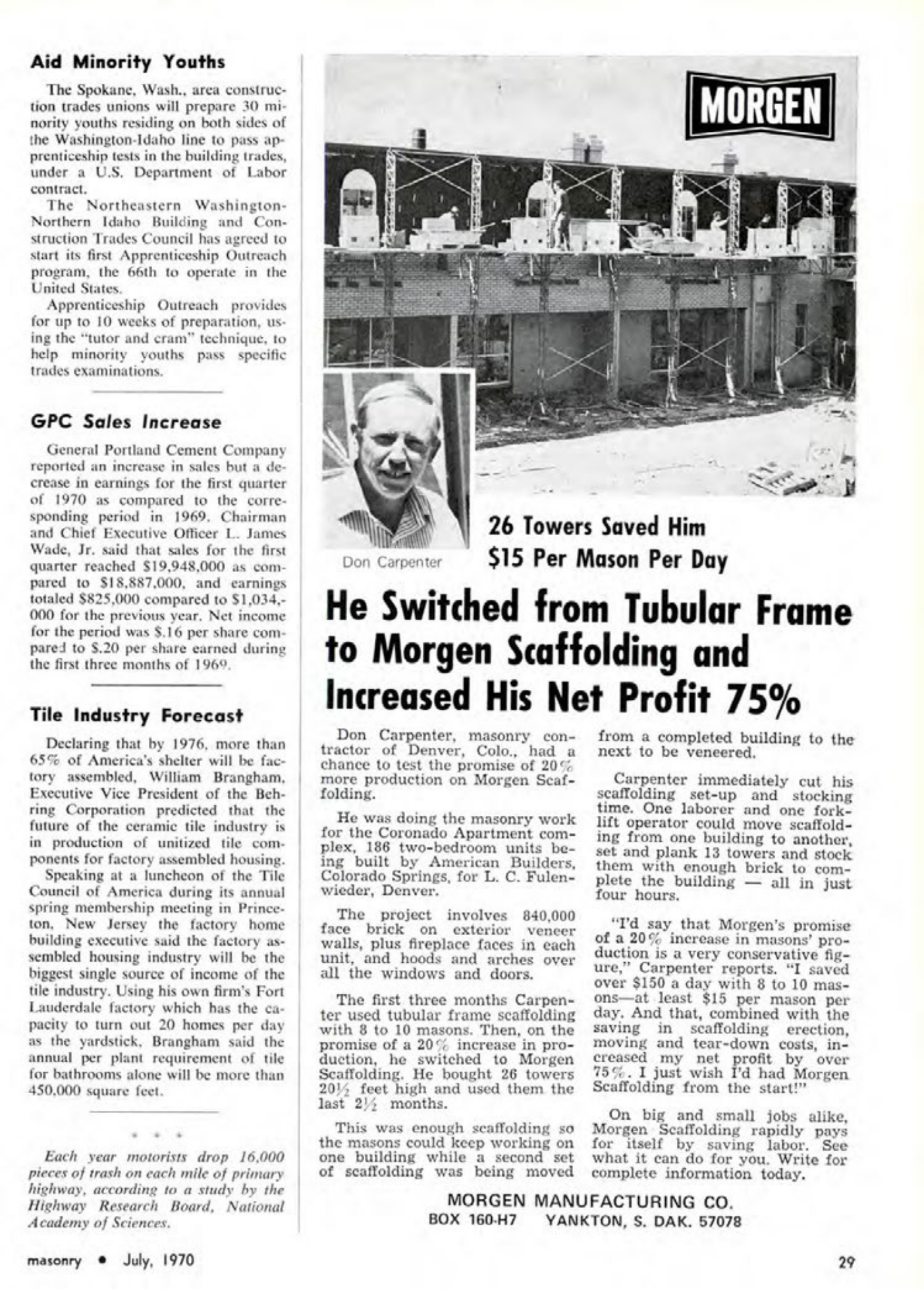 Masonry Magazine July 1970 Page. 29