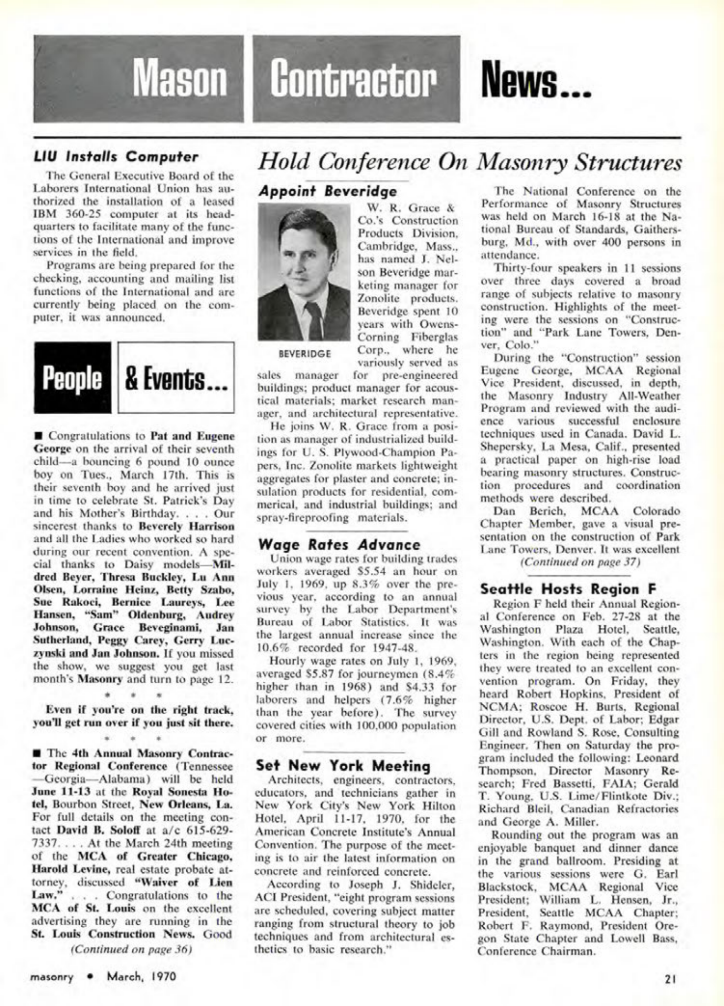 Masonry Magazine March 1970 Page. 21