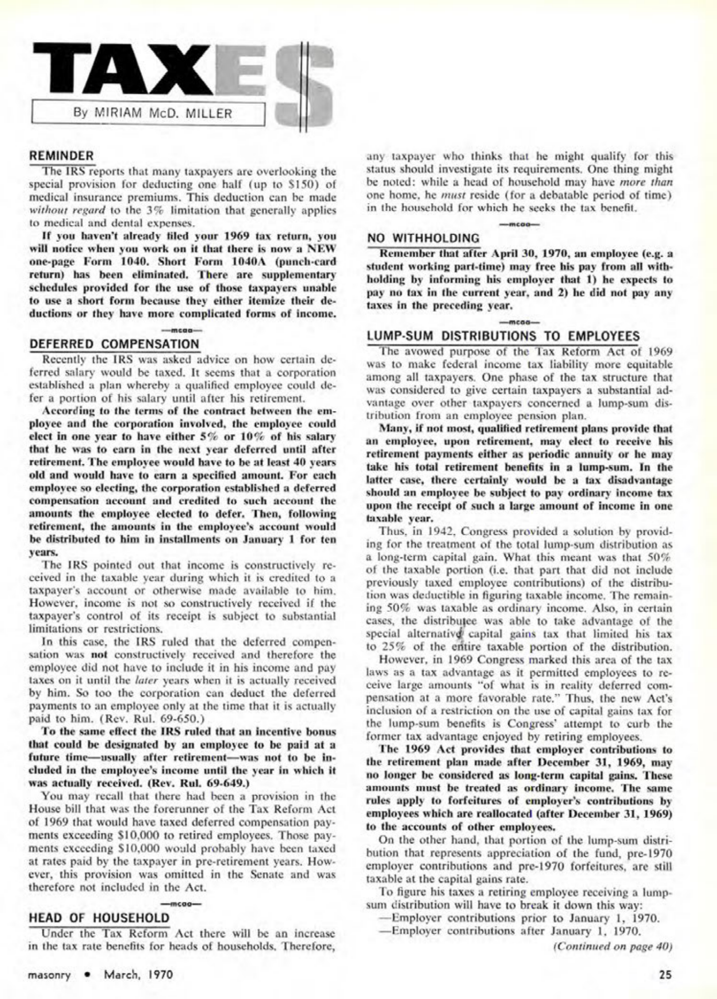 Masonry Magazine March 1970 Page. 25