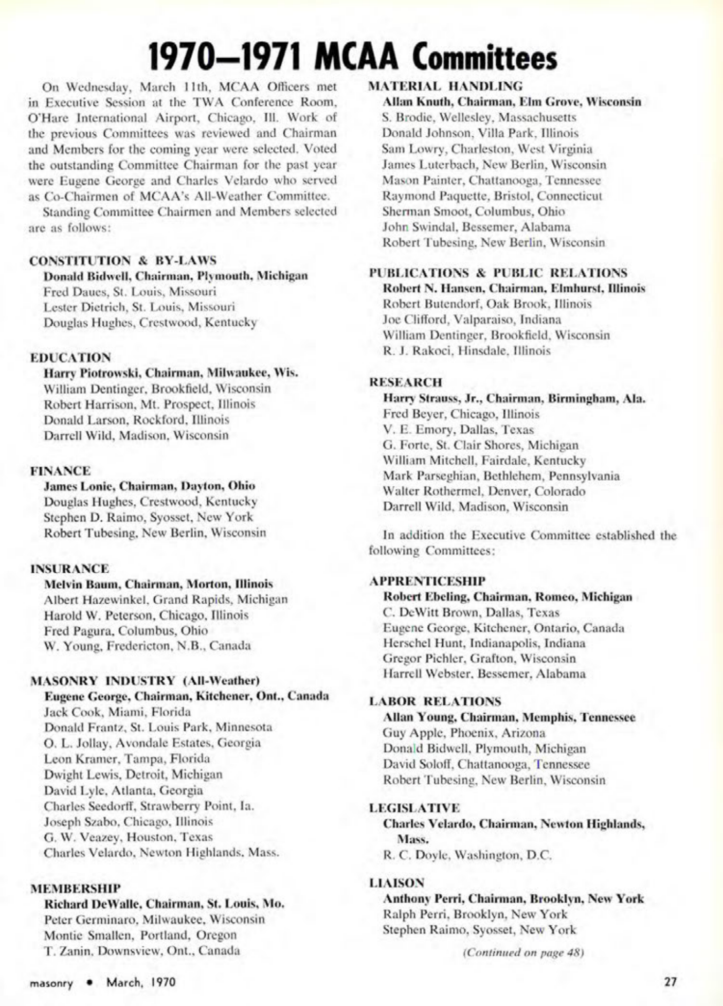 Masonry Magazine March 1970 Page. 27