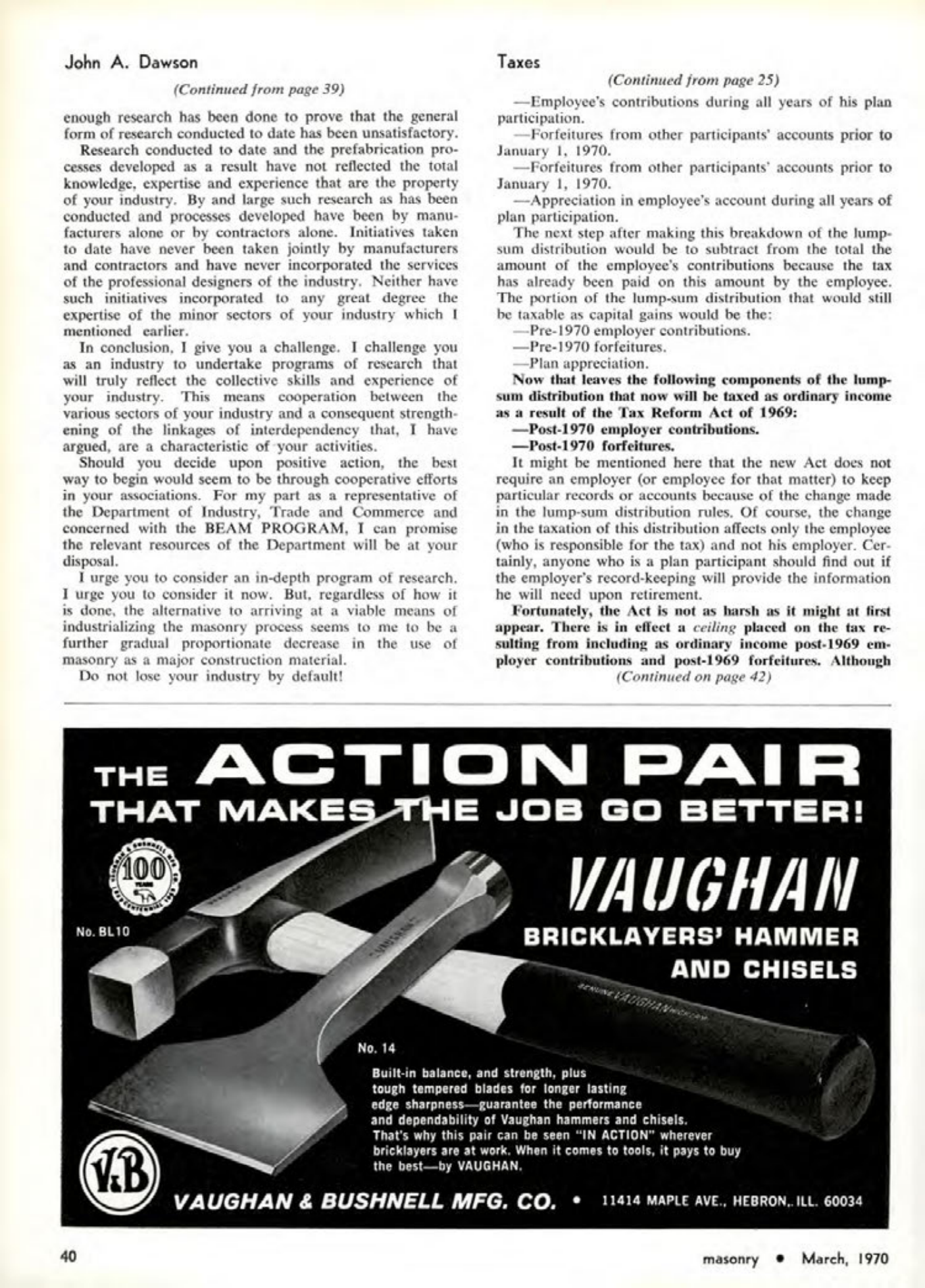 Masonry Magazine March 1970 Page. 40