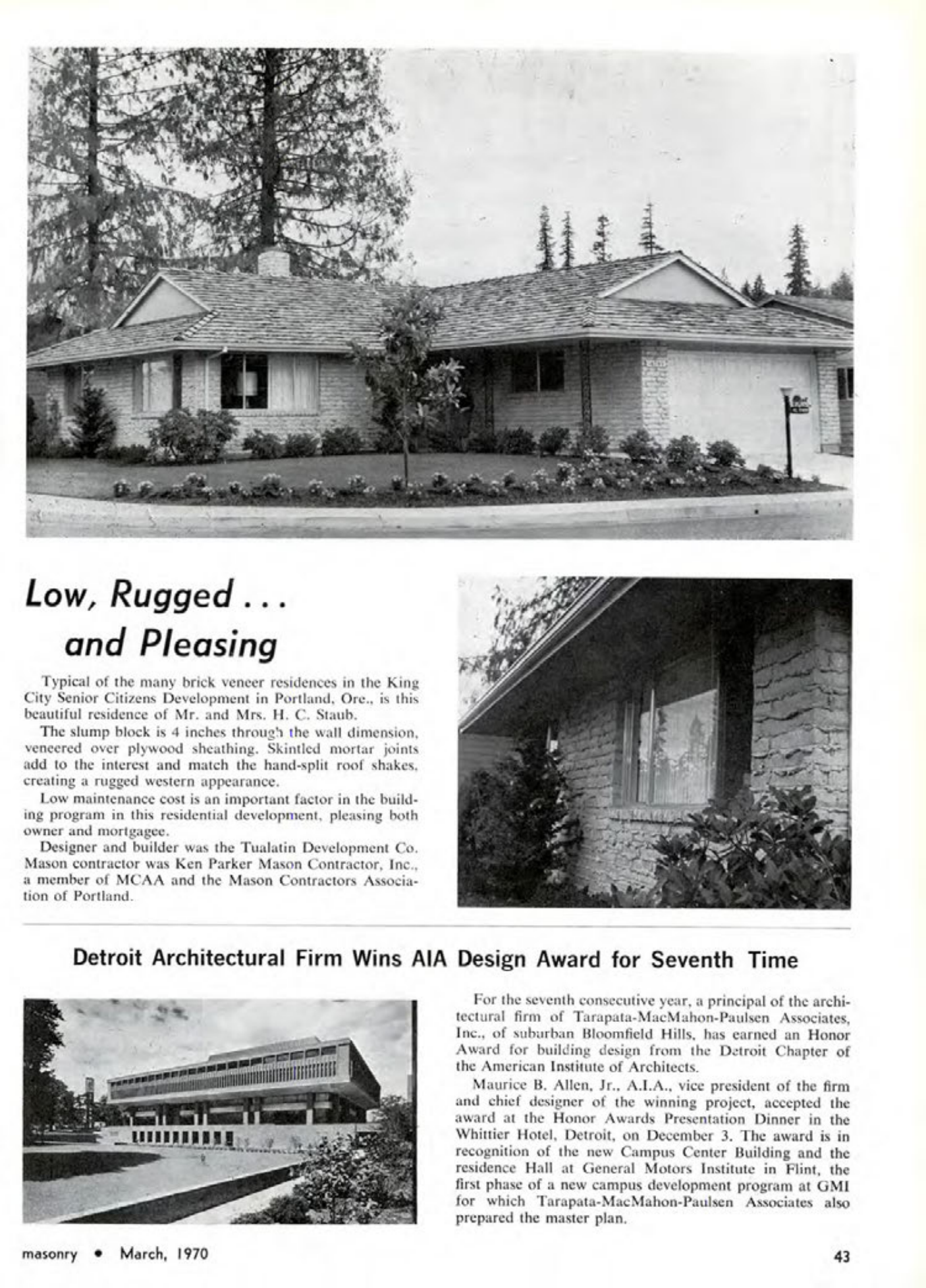 Masonry Magazine March 1970 Page. 43
