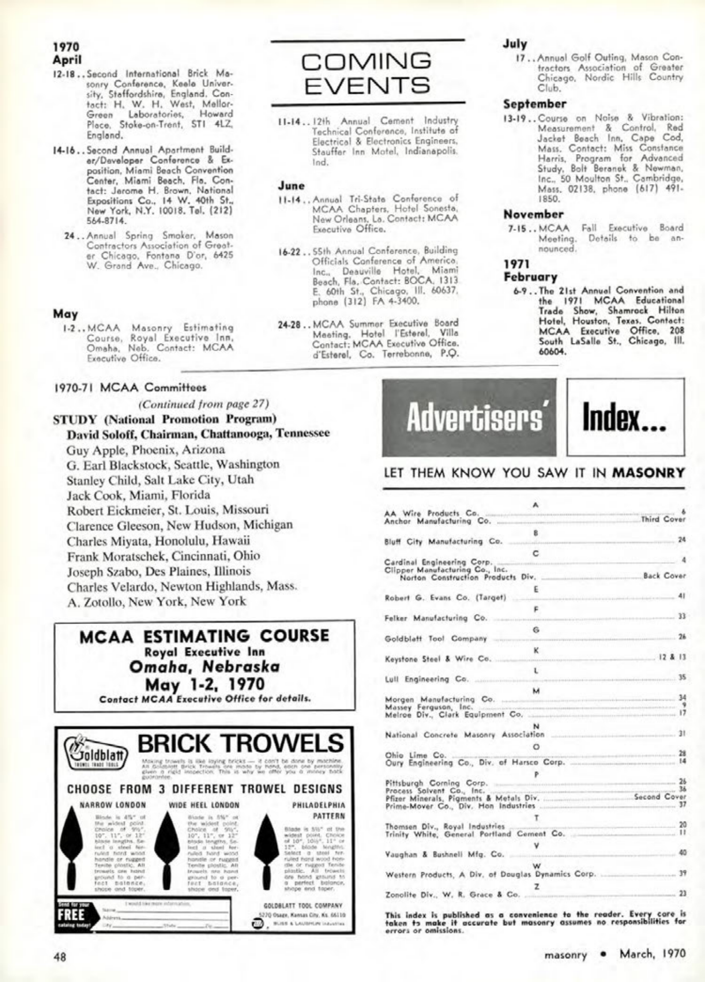 Masonry Magazine March 1970 Page. 48