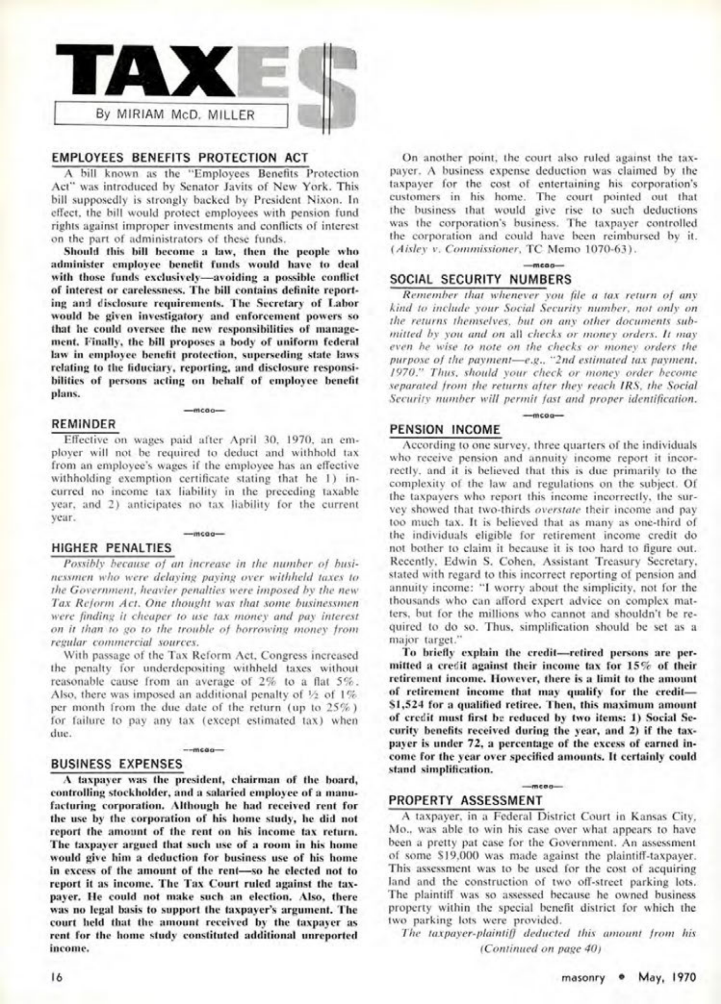 Masonry Magazine May 1970 Page. 16