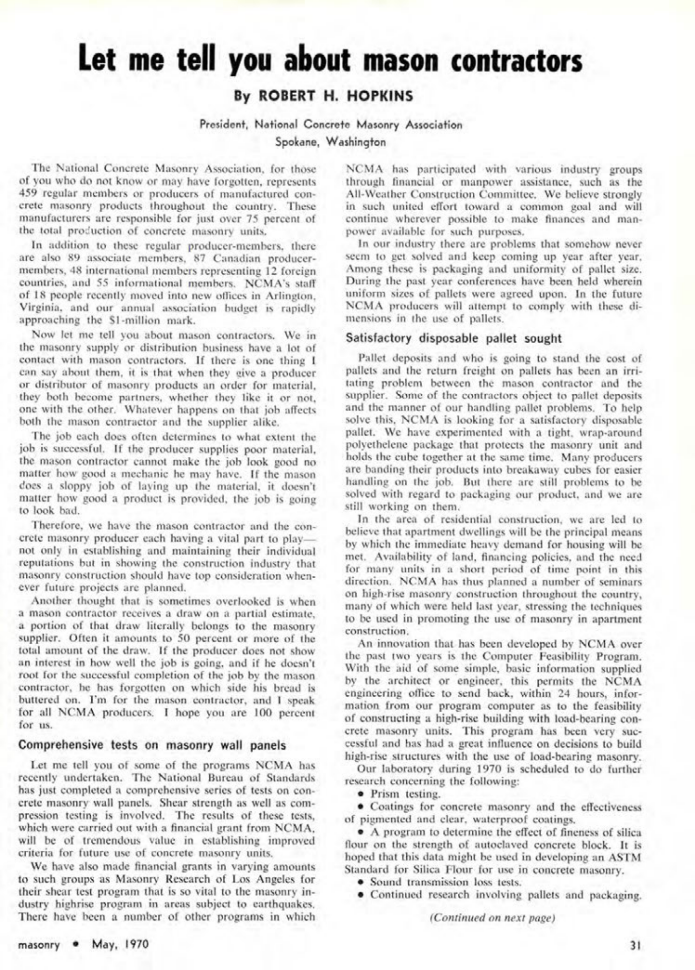 Masonry Magazine May 1970 Page. 31