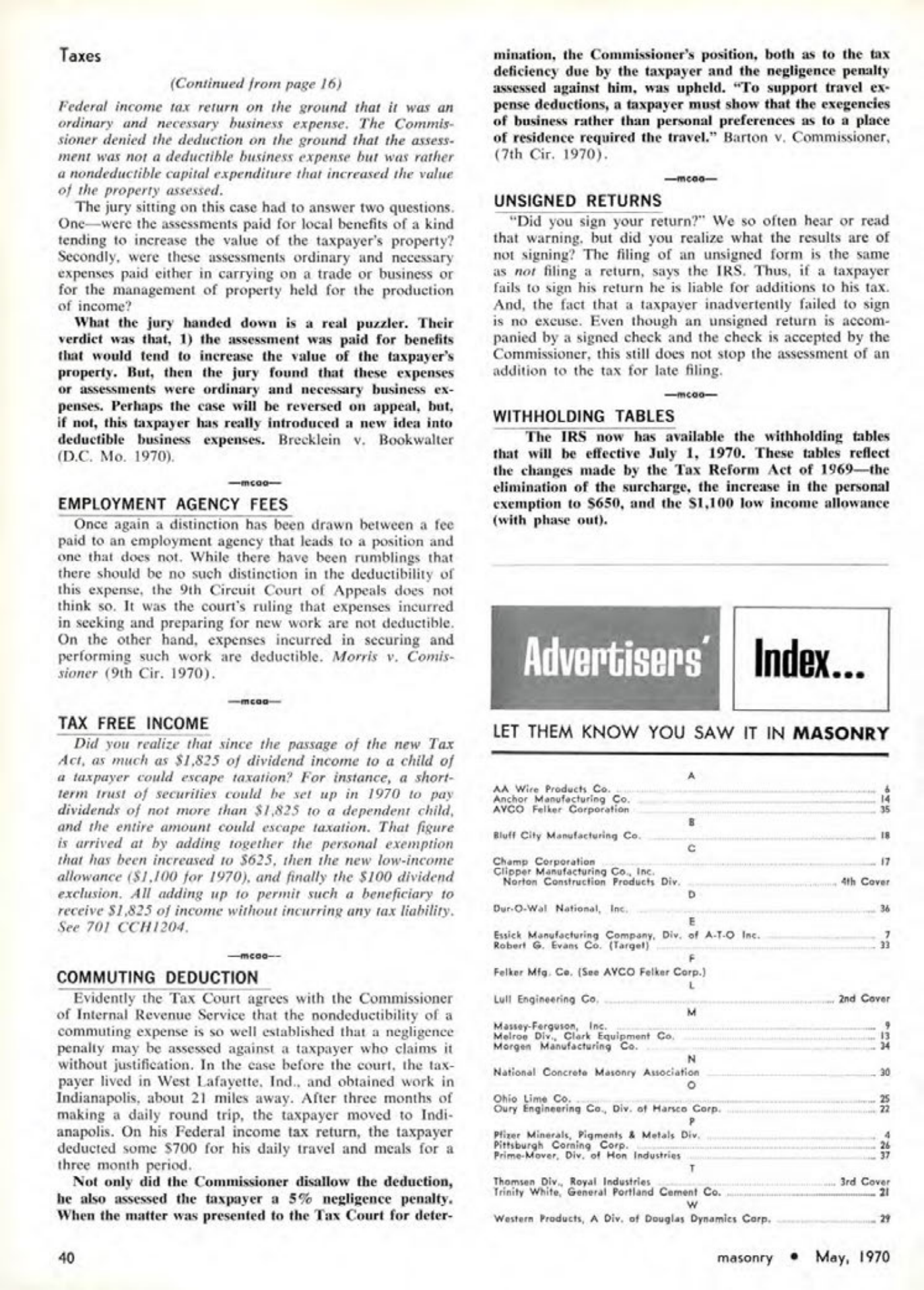 Masonry Magazine May 1970 Page. 40