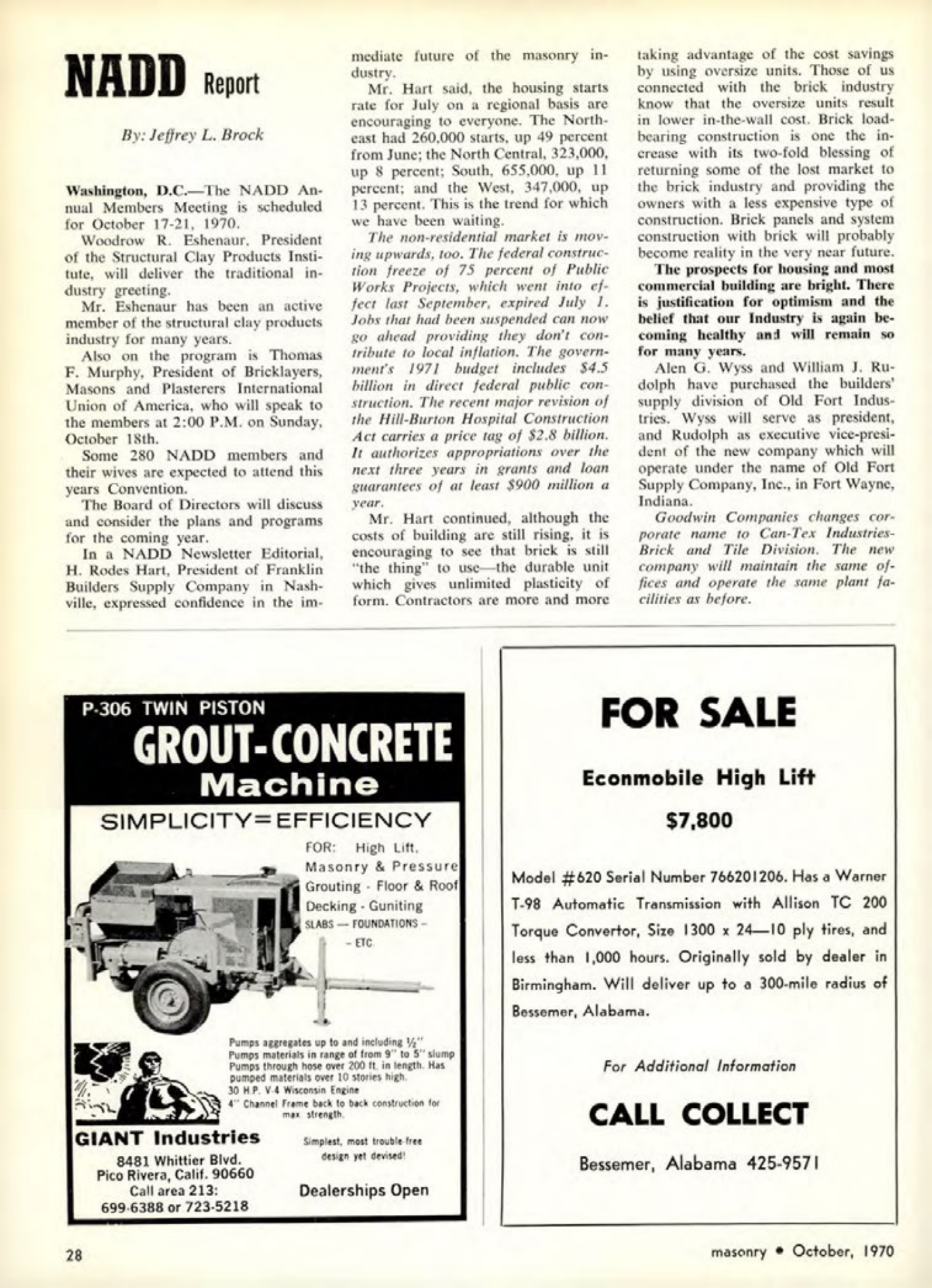 Masonry Magazine October 1970 Page. 28