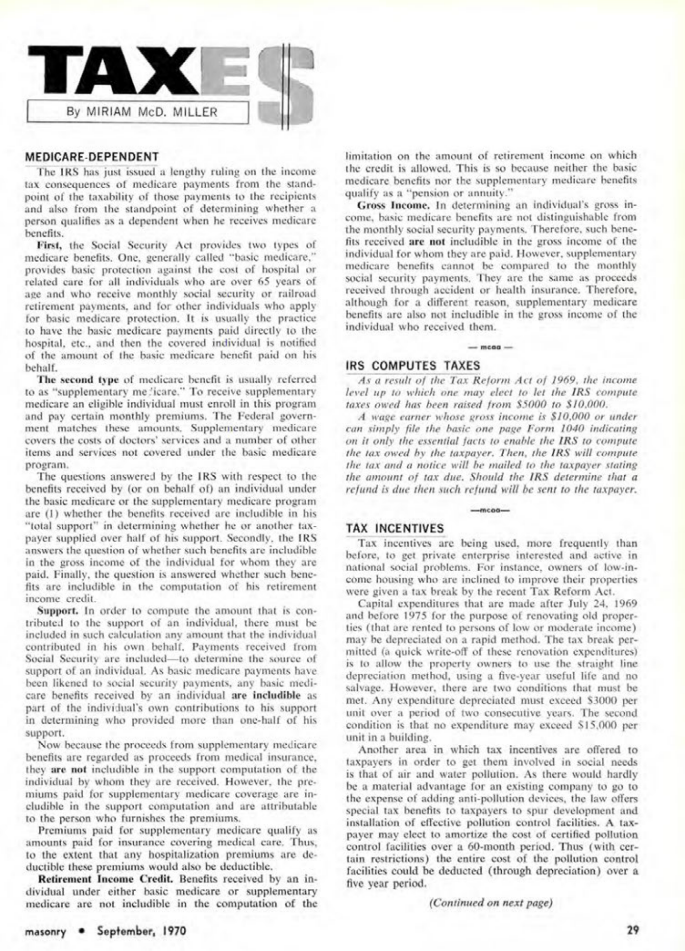 Masonry Magazine September 1970 Page. 29