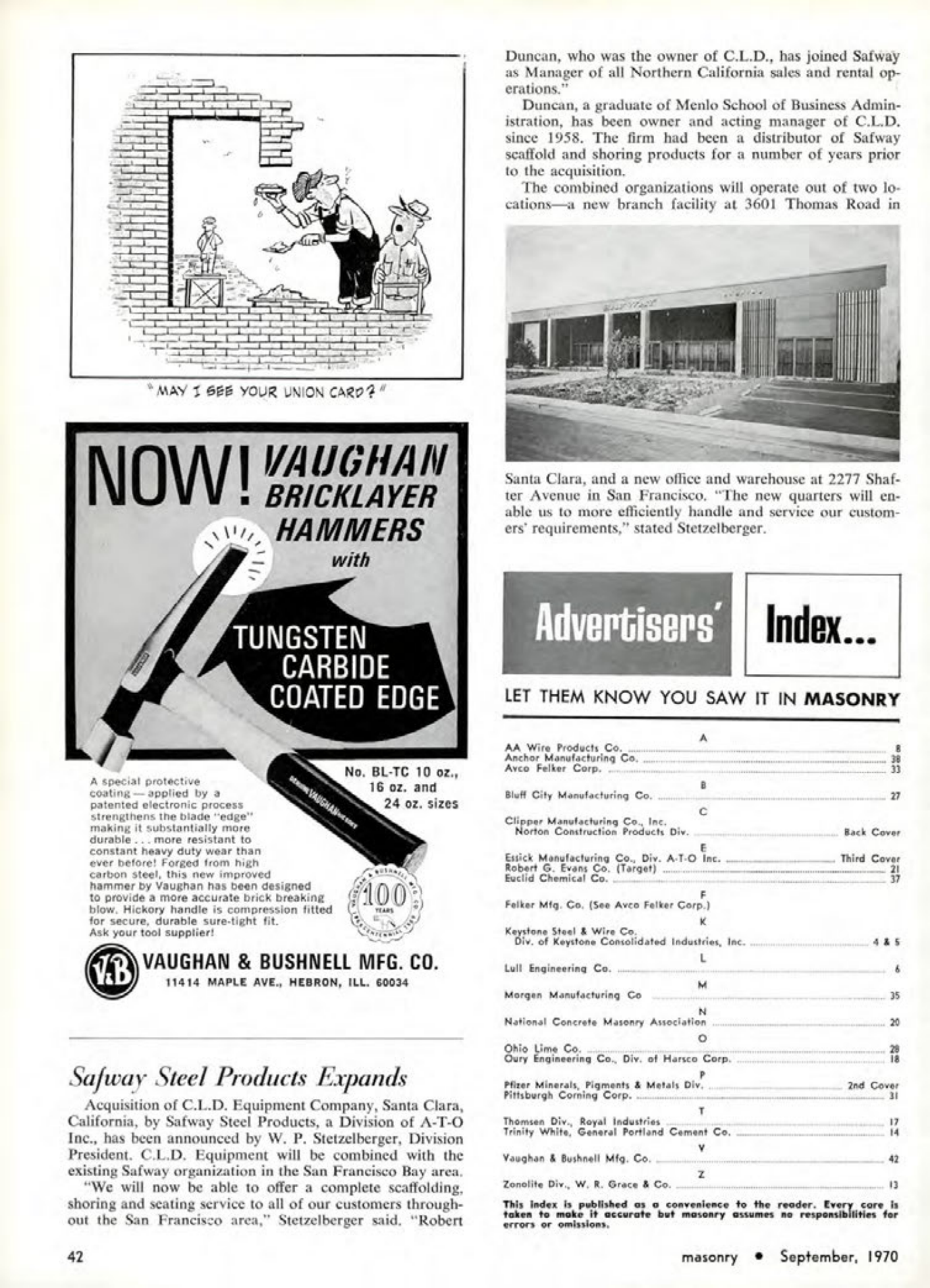 Masonry Magazine September 1970 Page. 42