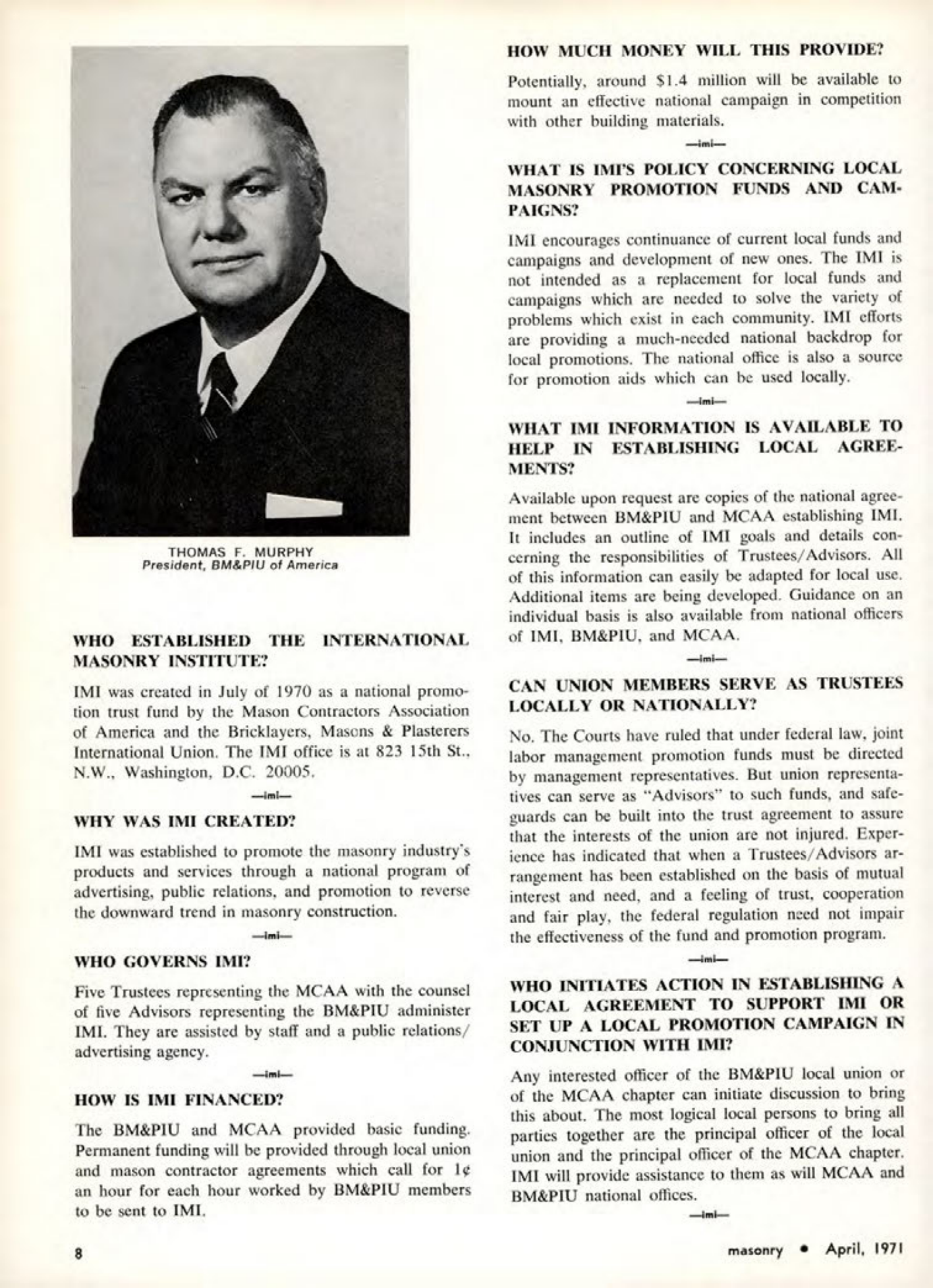 Masonry Magazine April 1971 Page. 8