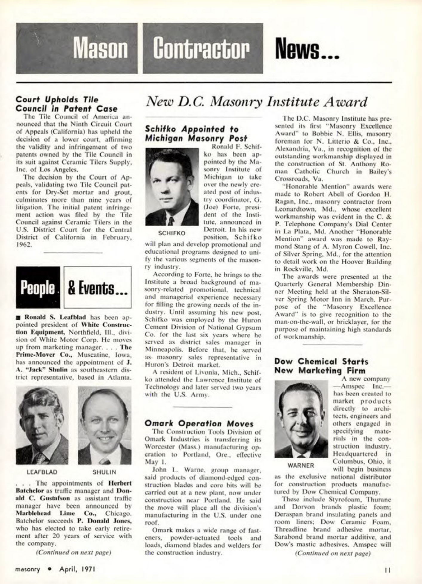 Masonry Magazine April 1971 Page. 11