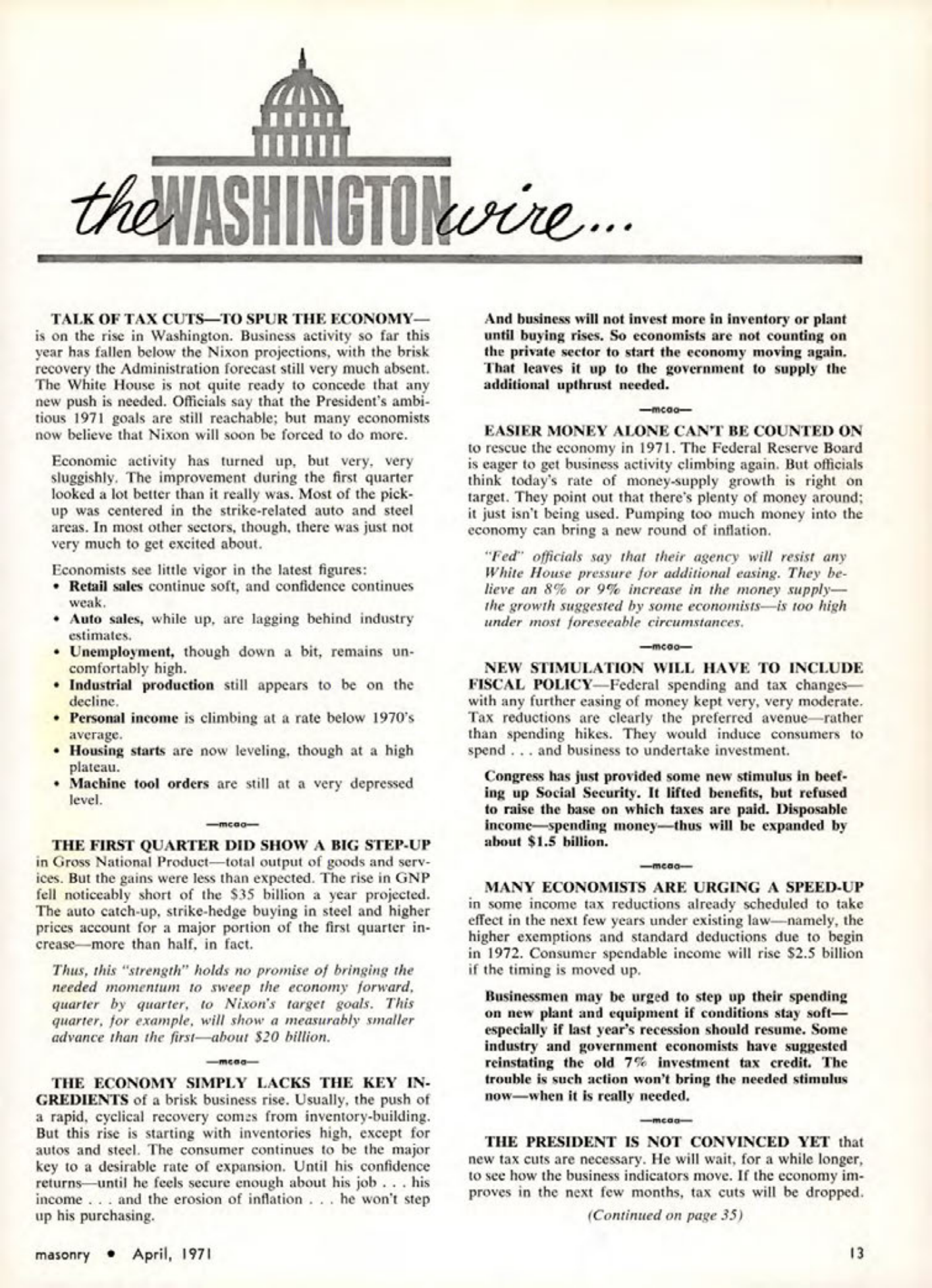 Masonry Magazine April 1971 Page. 13