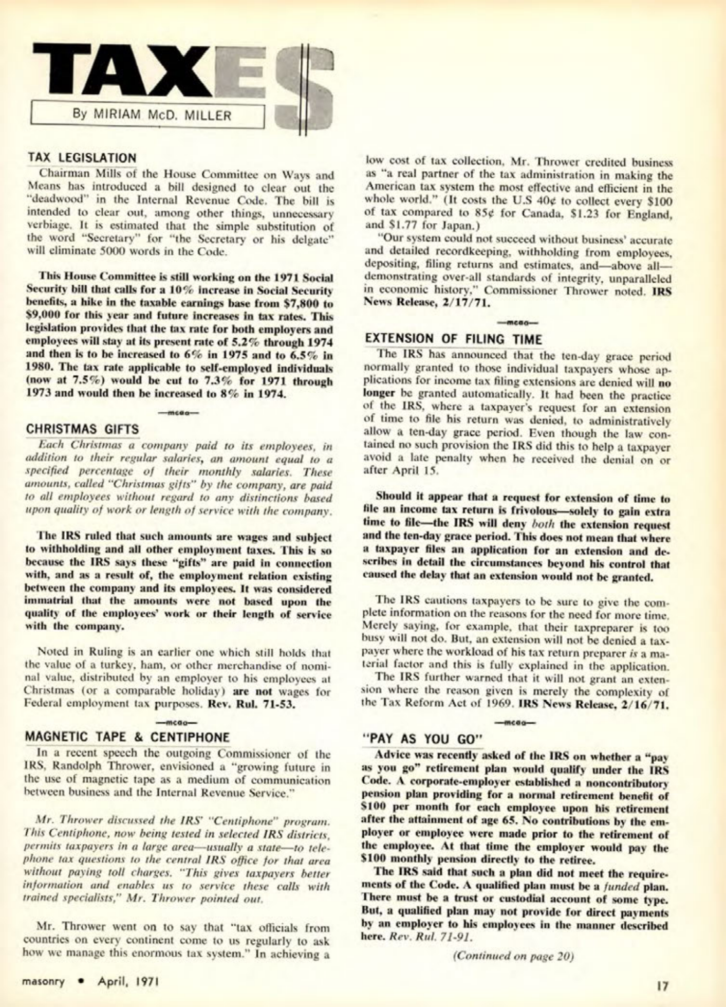 Masonry Magazine April 1971 Page. 17