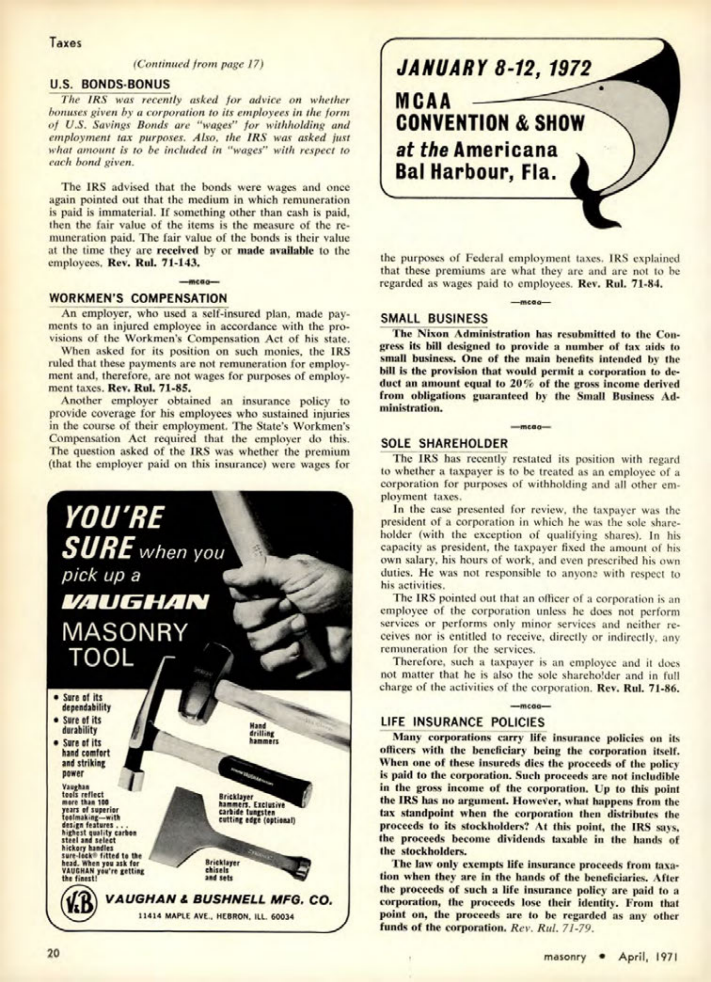 Masonry Magazine April 1971 Page. 20