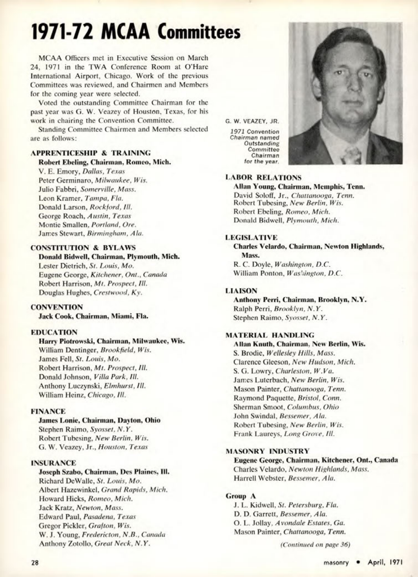 Masonry Magazine April 1971 Page. 28