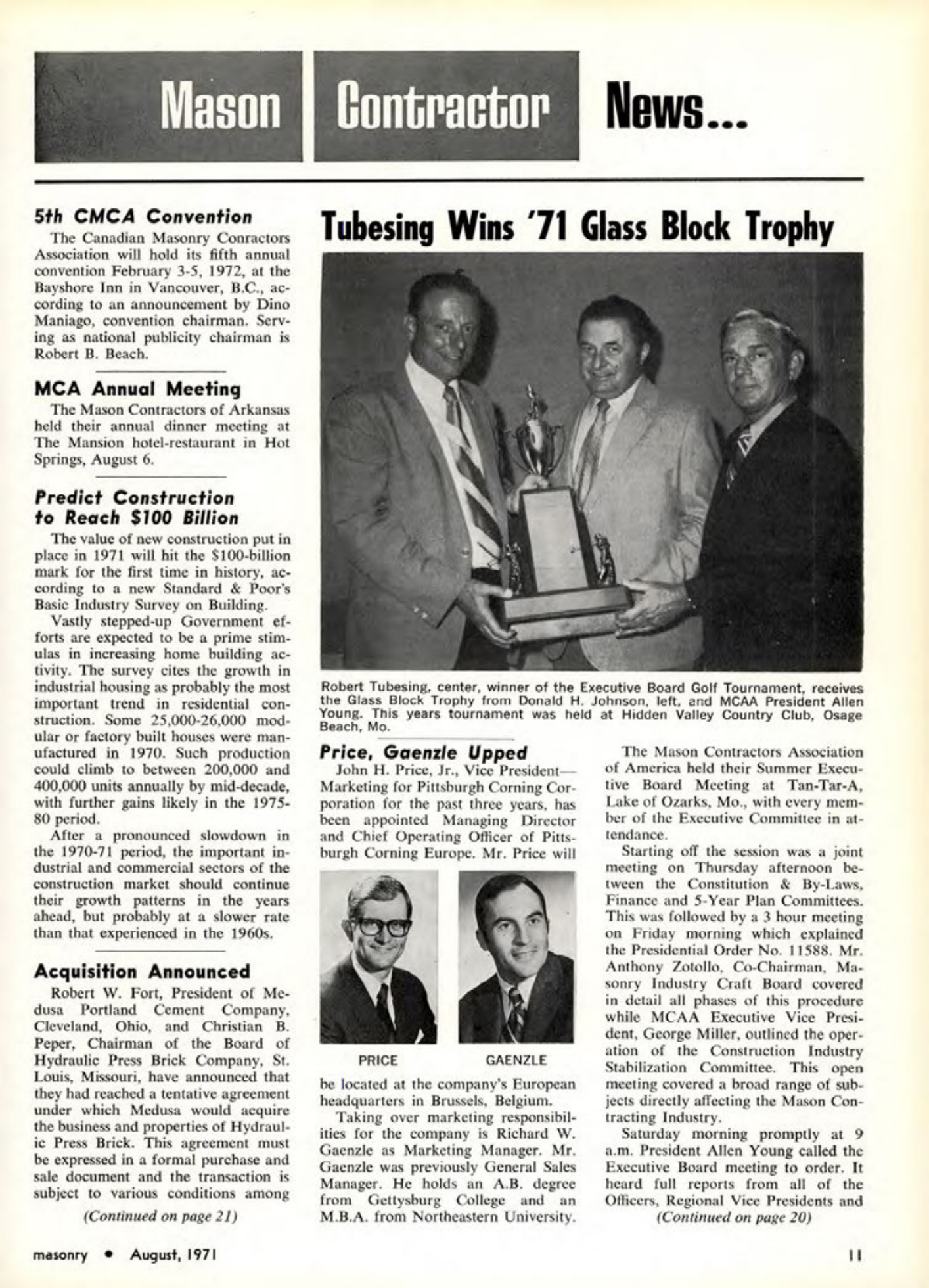 Masonry Magazine August 1971 Page. 11