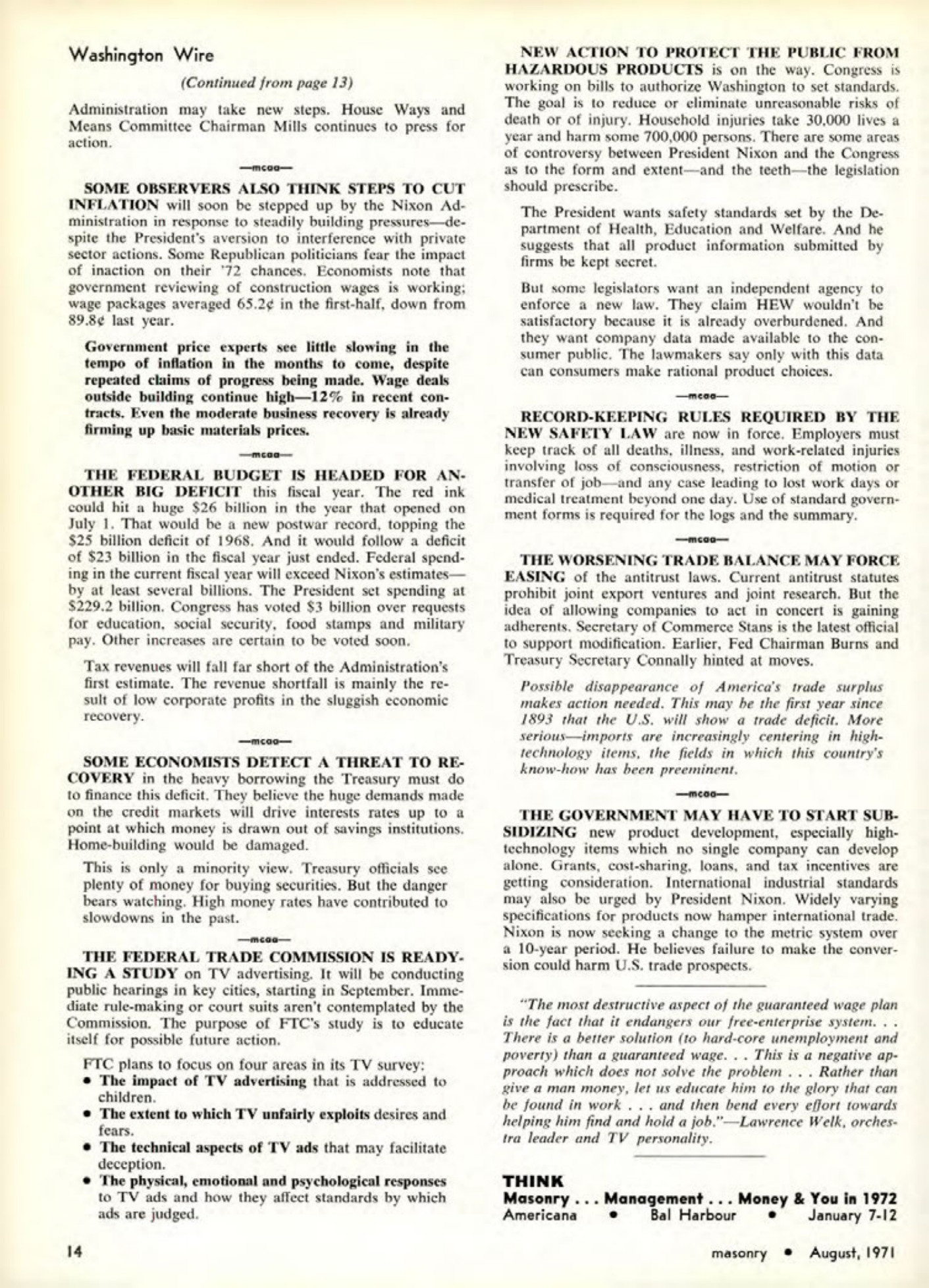 Masonry Magazine August 1971 Page. 14