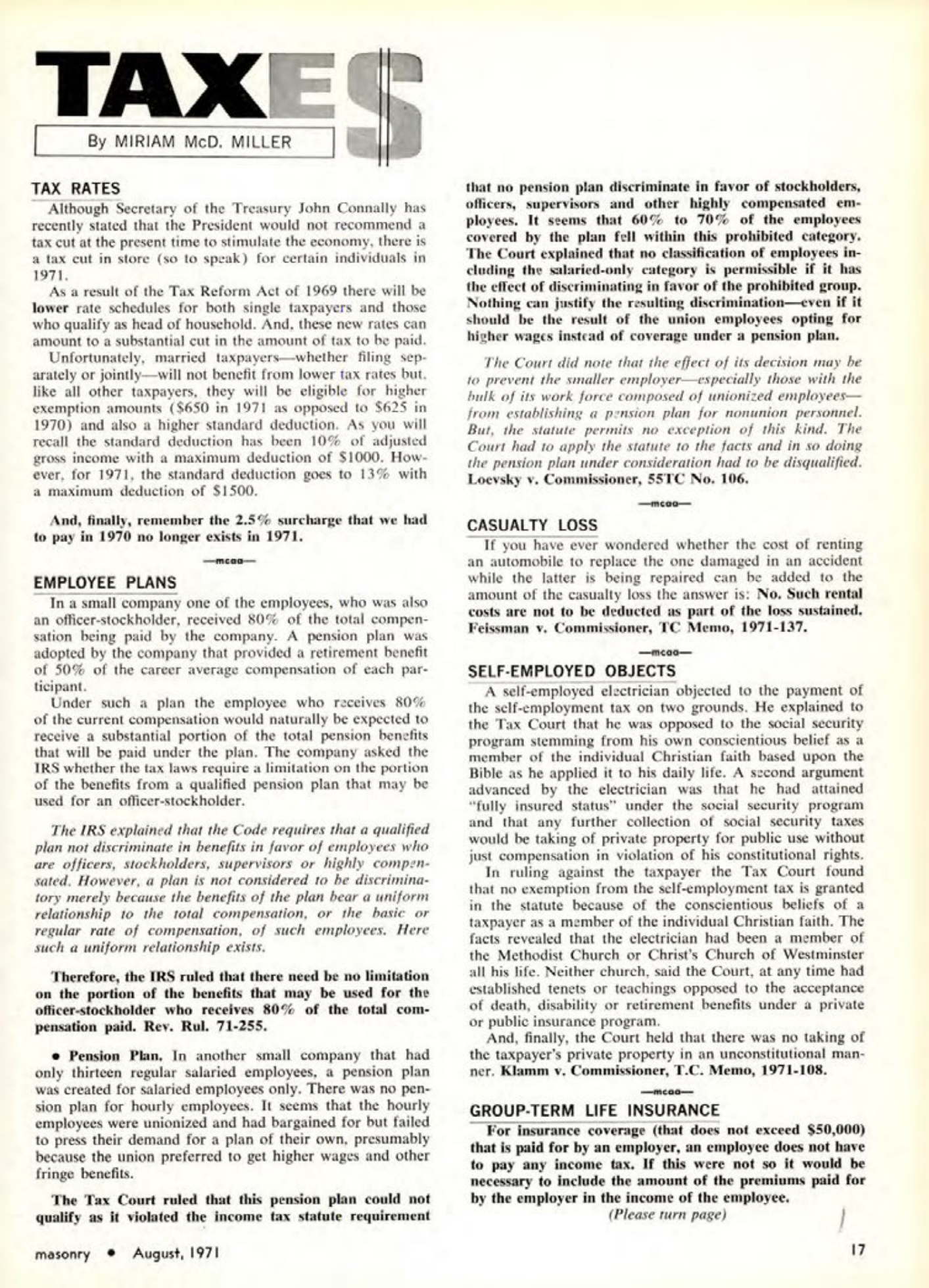 Masonry Magazine August 1971 Page. 17