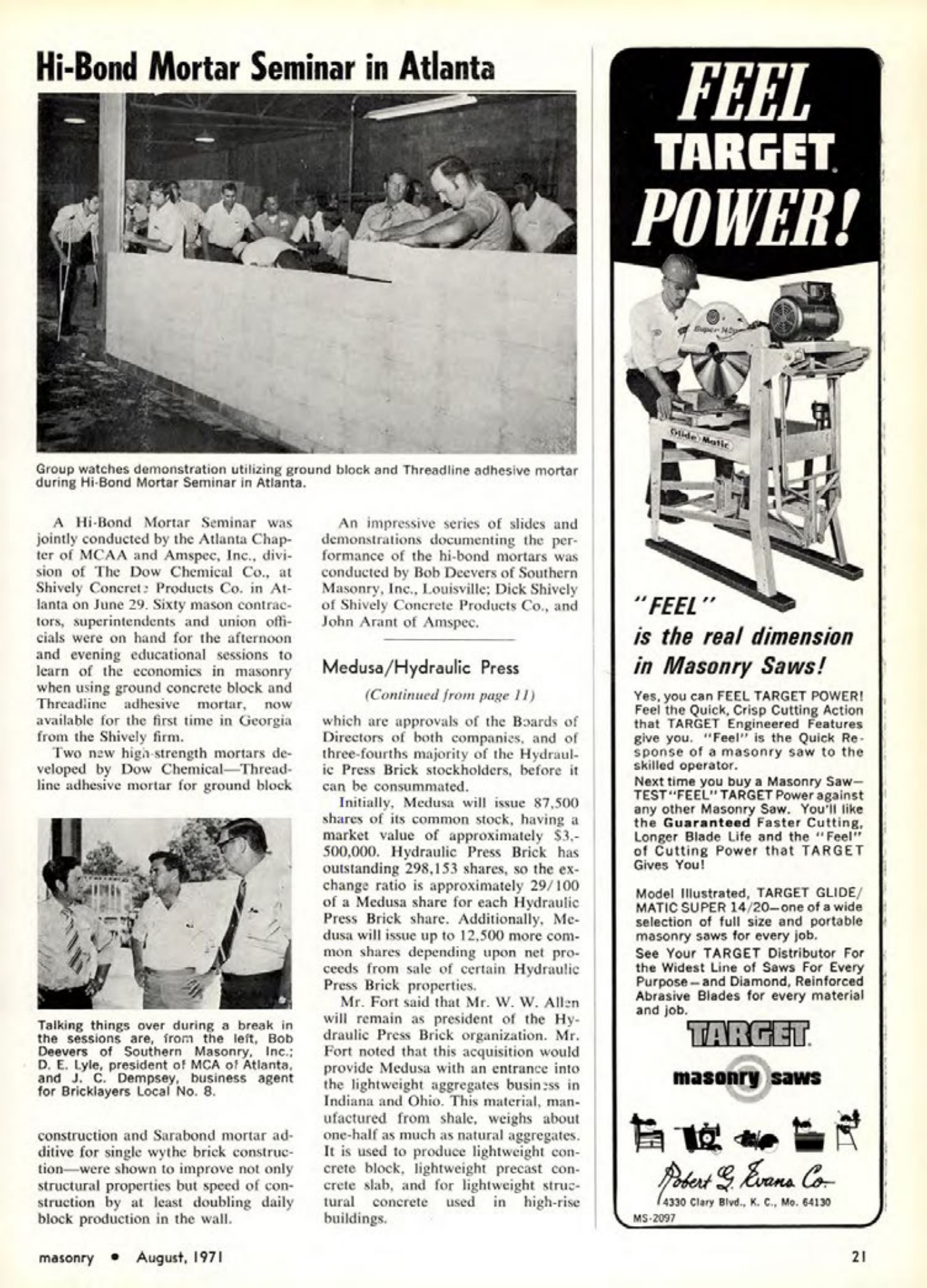 Masonry Magazine August 1971 Page. 21