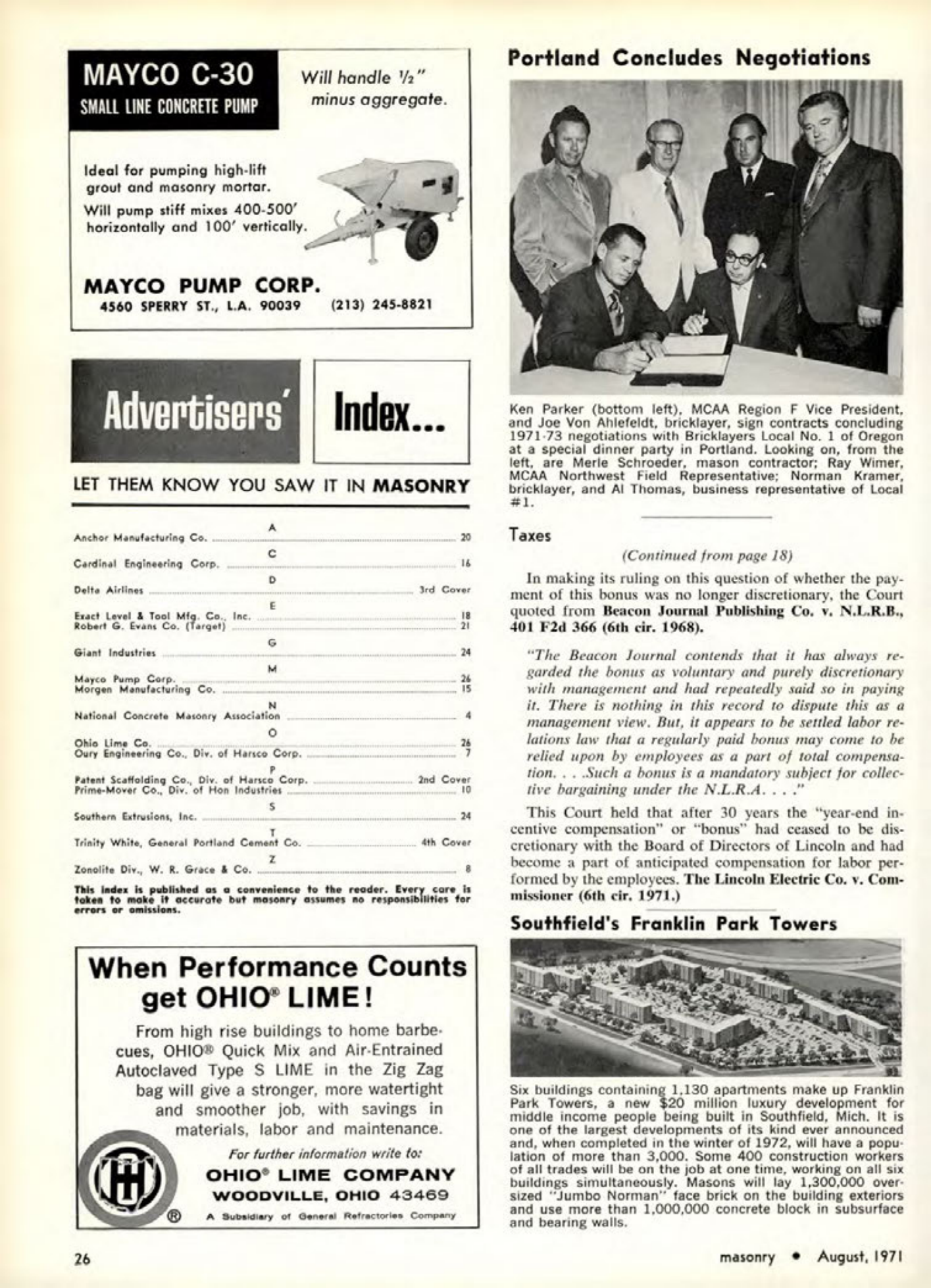 Masonry Magazine August 1971 Page. 26
