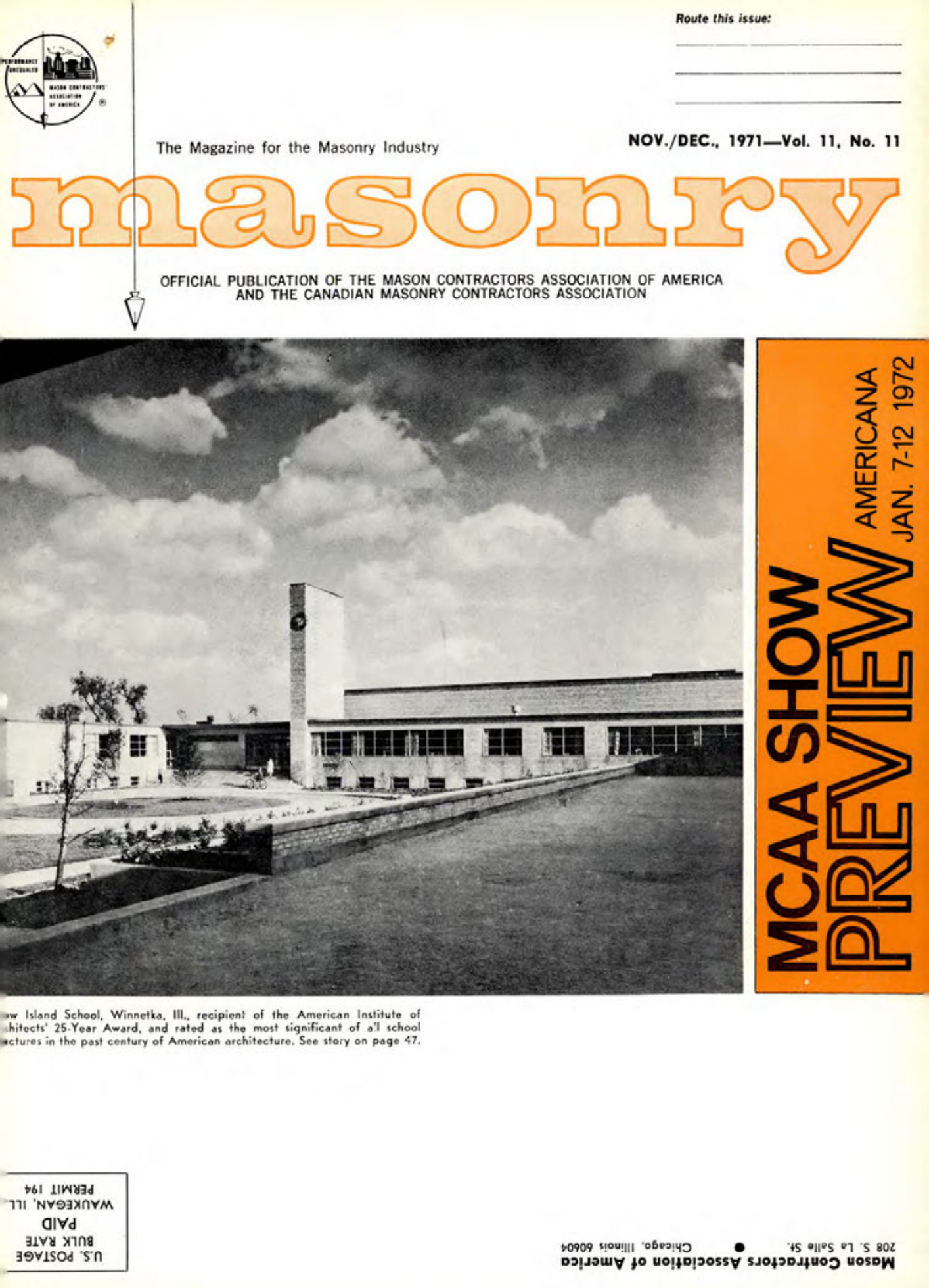 Masonry Magazine December 1971 Page. 1