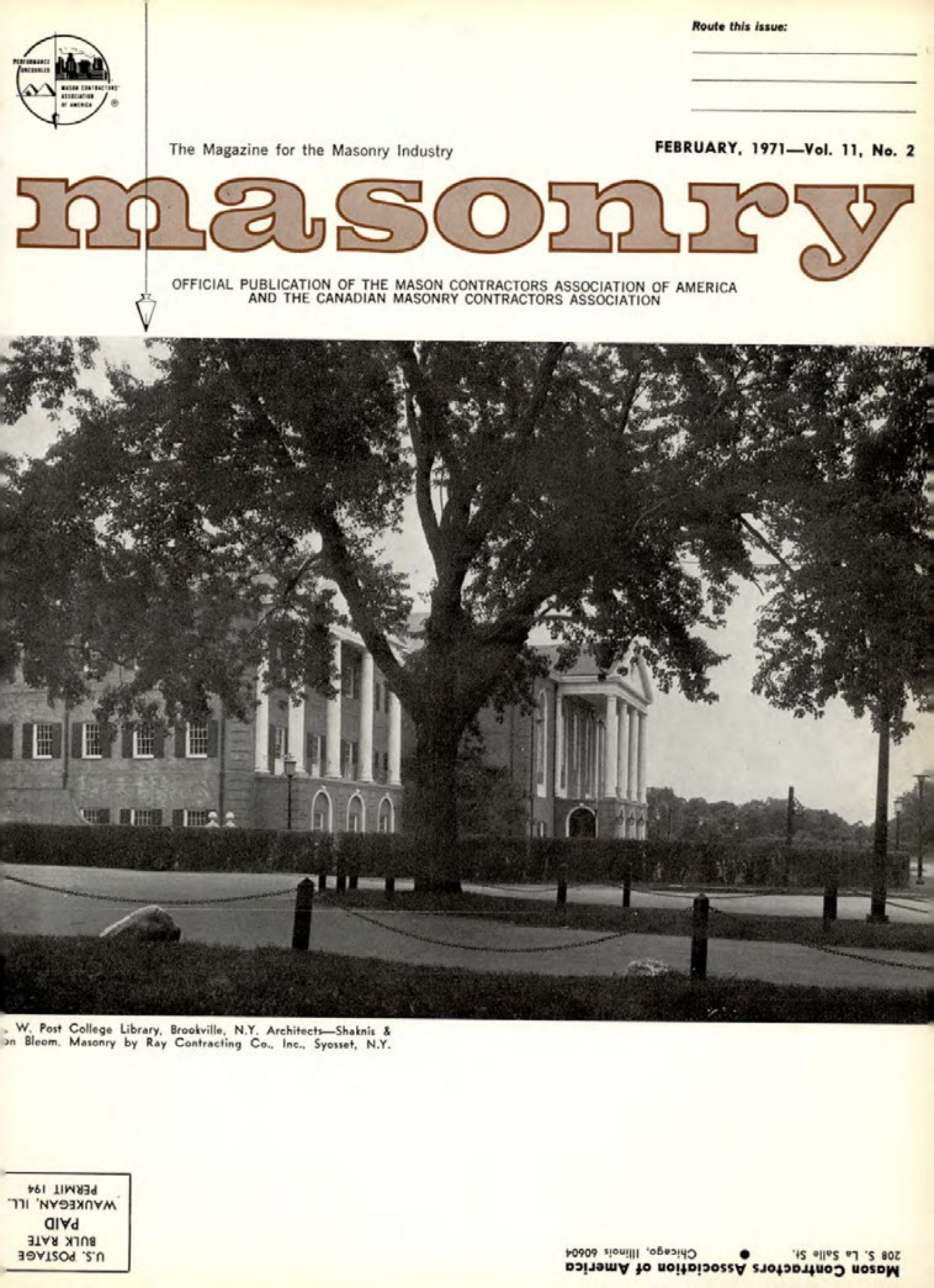 Masonry Magazine February 1971 Page. 1