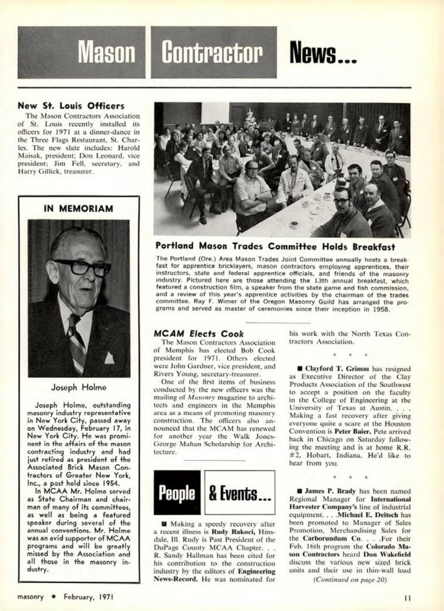 Masonry Magazine February 1971 Page. 11