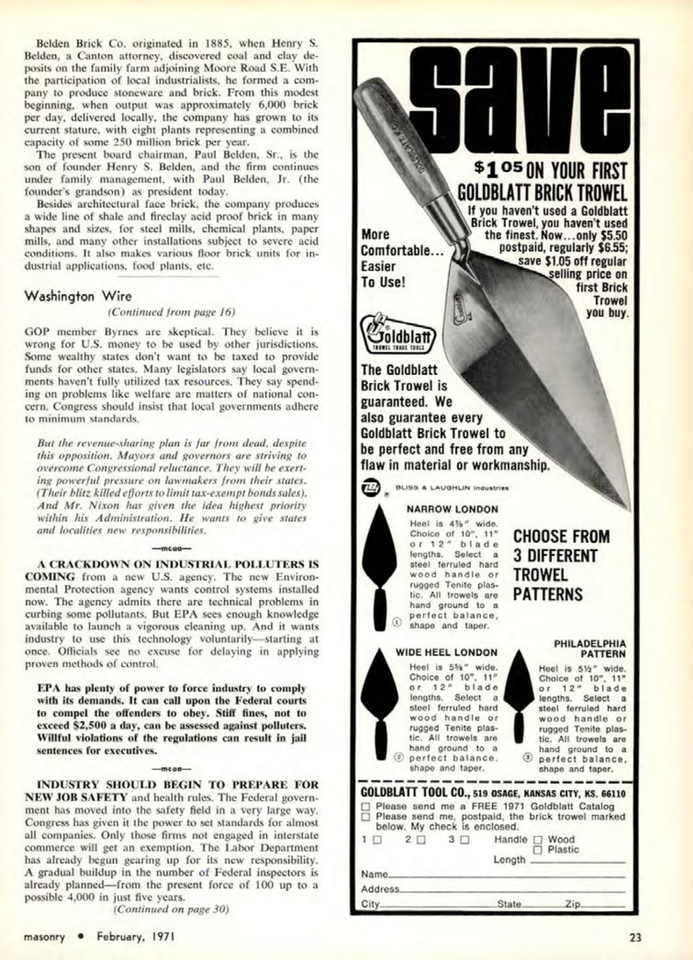 Masonry Magazine February 1971 Page. 23