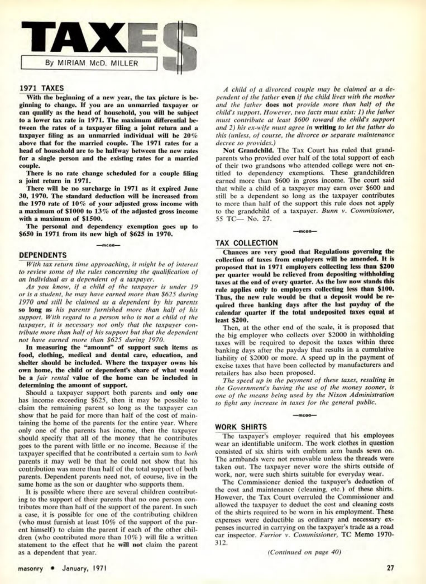 Masonry Magazine January 1971 Page.27