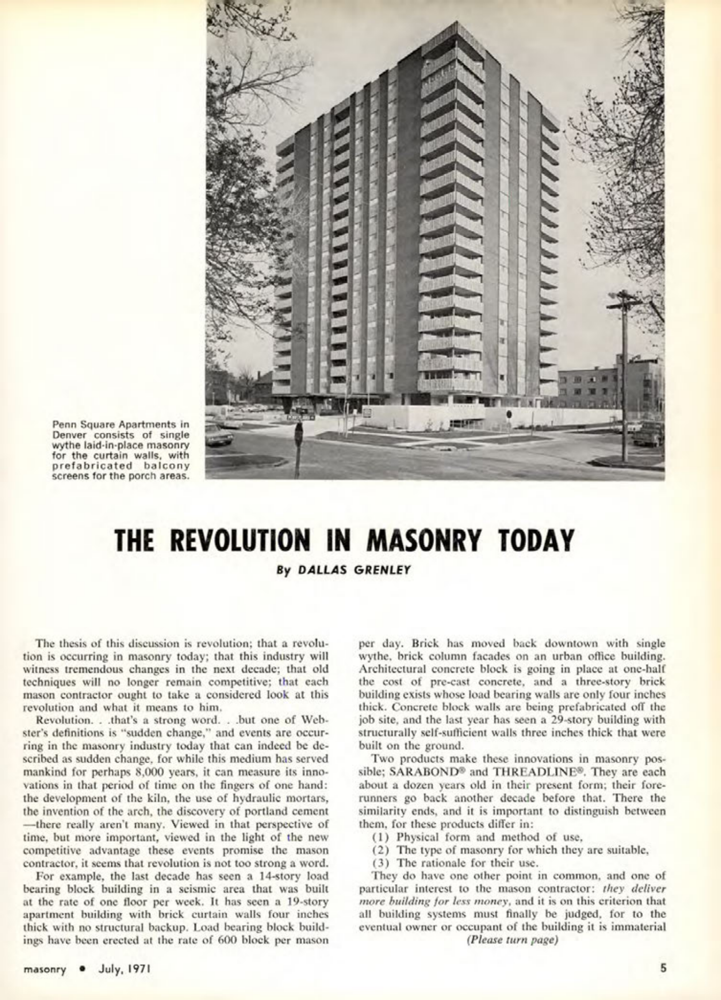 Masonry Magazine July 1971 Page. 5