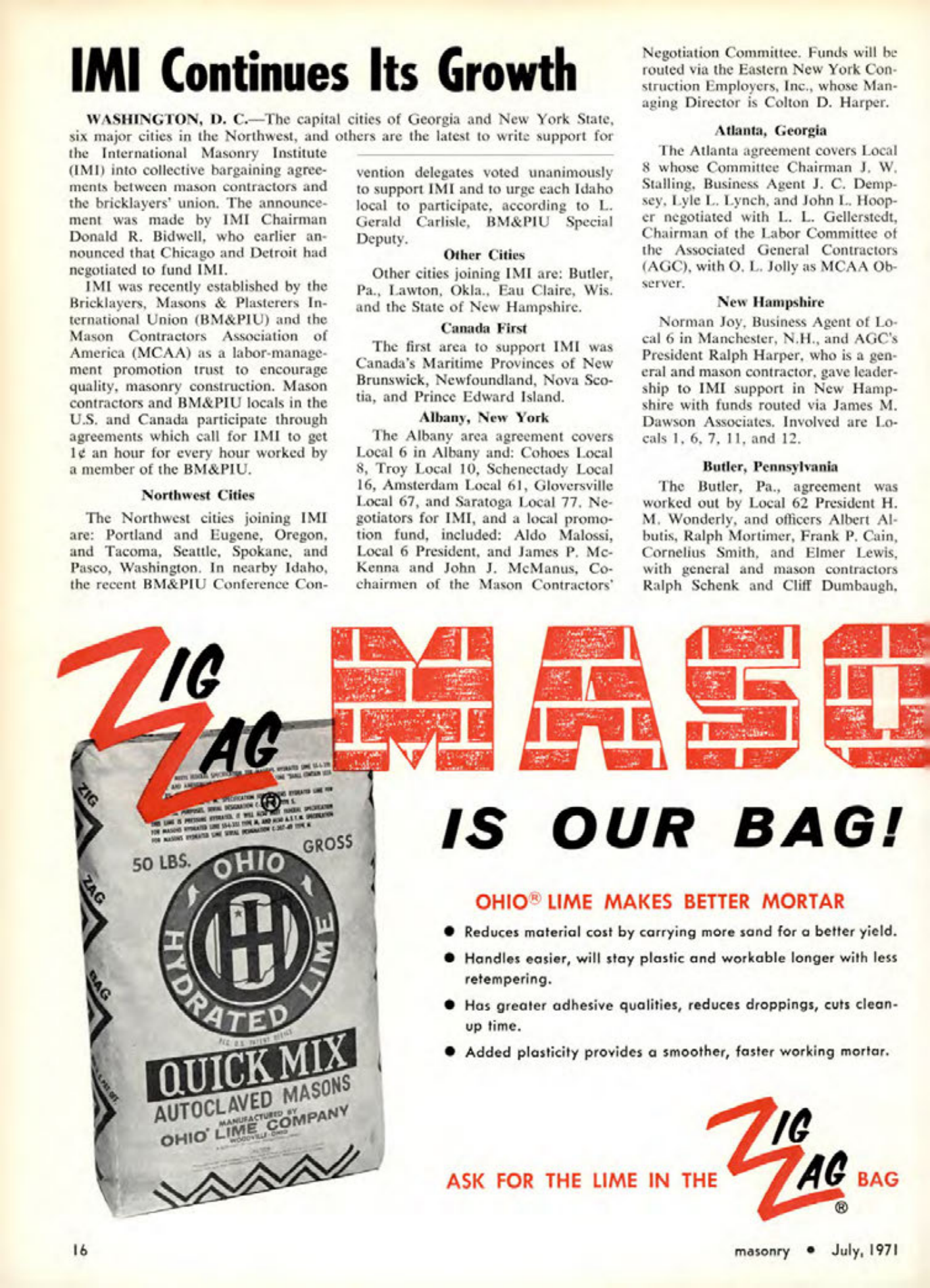 Masonry Magazine July 1971 Page. 16