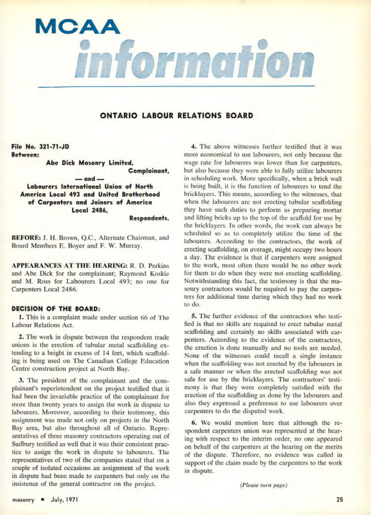 Masonry Magazine July 1971 Page. 25