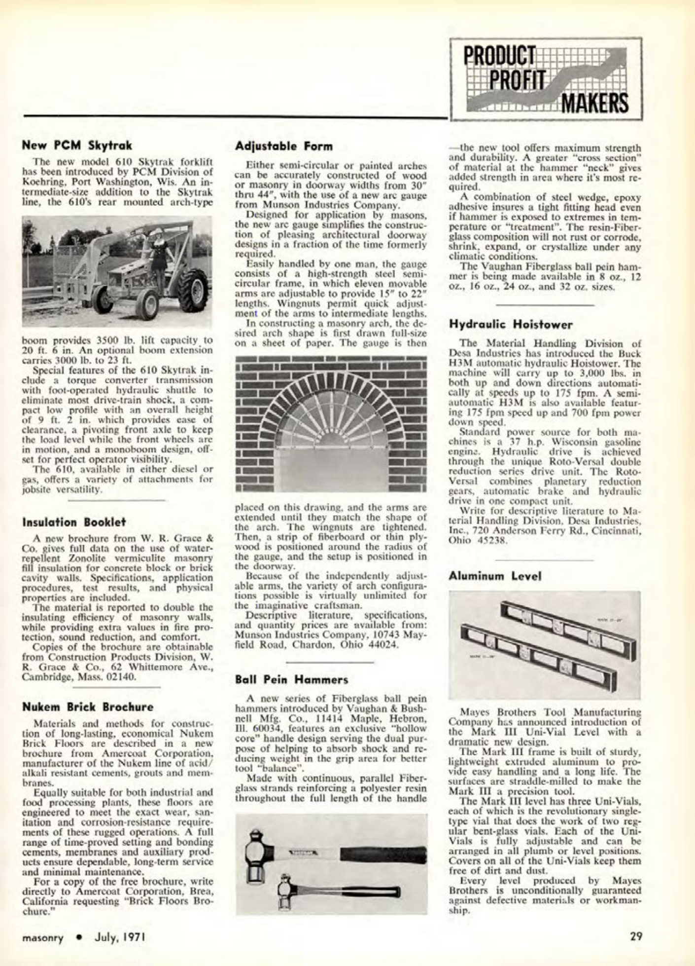 Masonry Magazine July 1971 Page. 29
