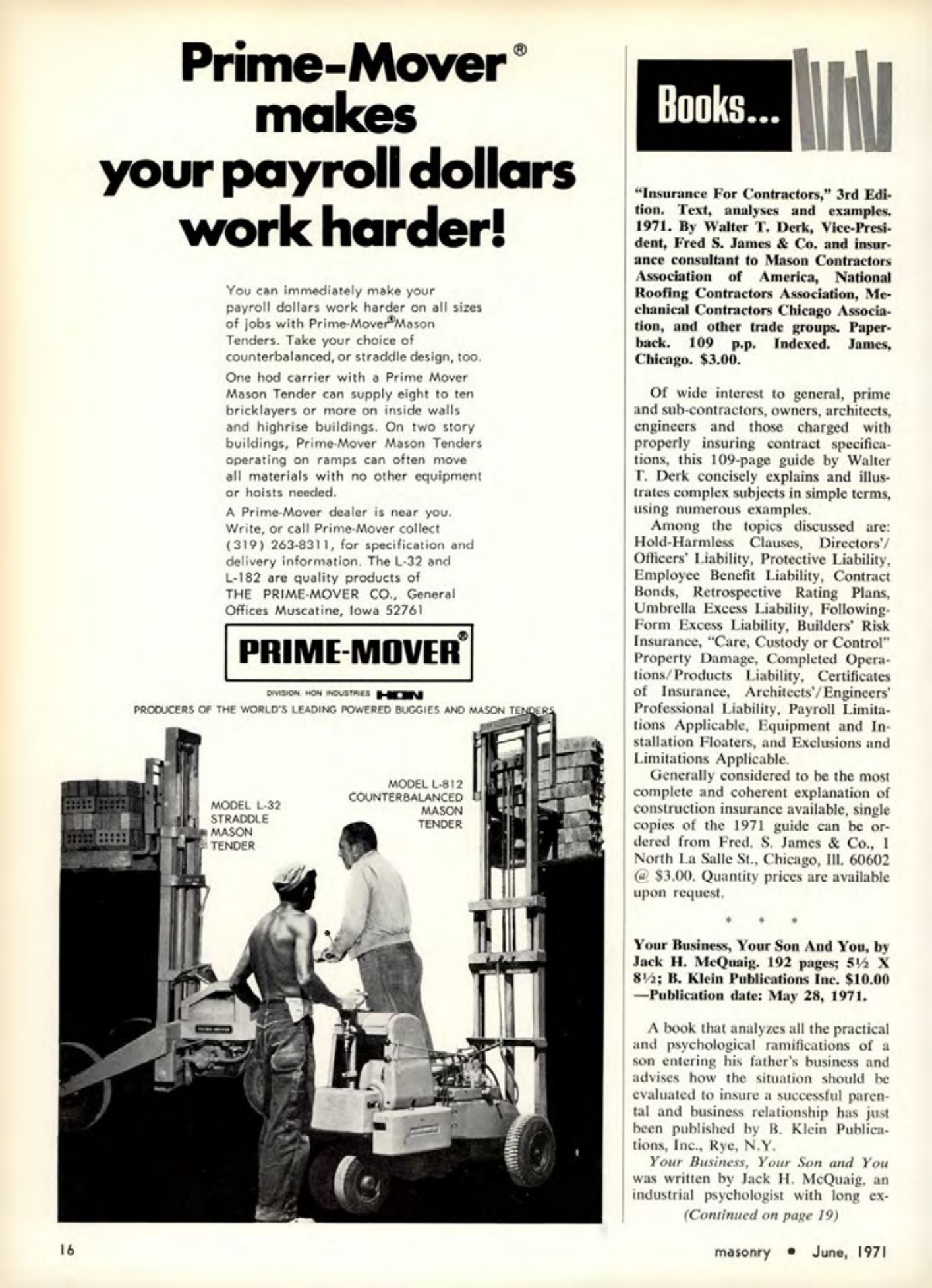 Masonry Magazine June 1971 Page. 16