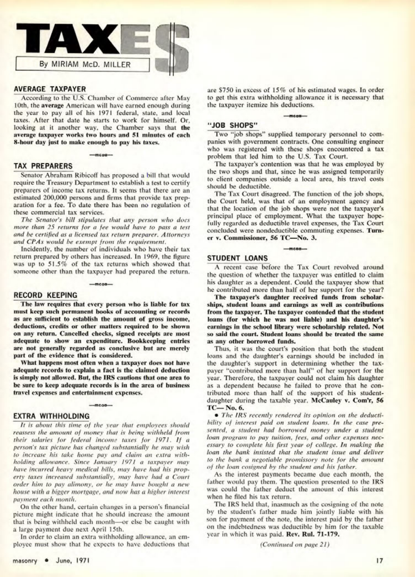 Masonry Magazine June 1971 Page. 17