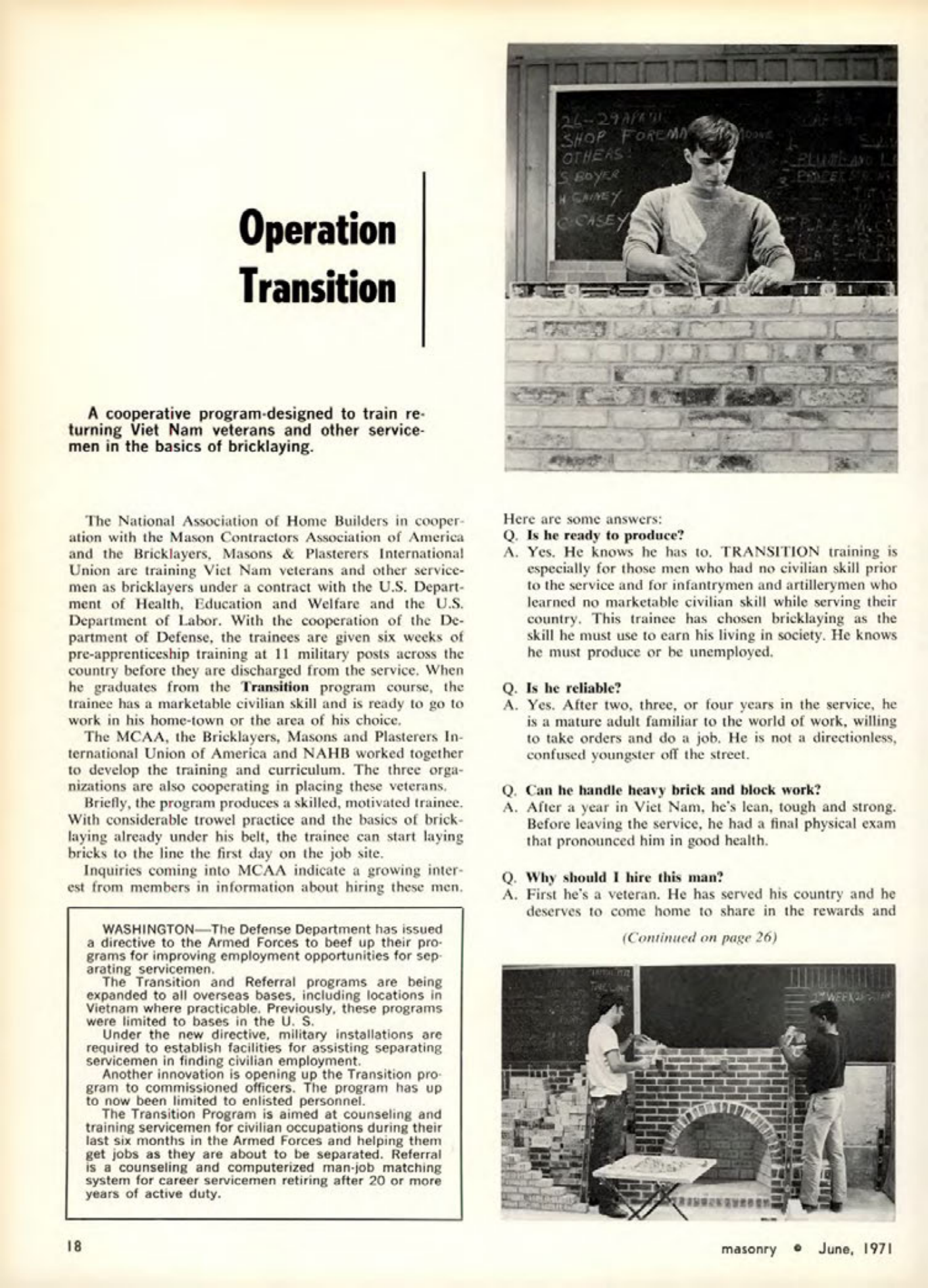 Masonry Magazine June 1971 Page. 18