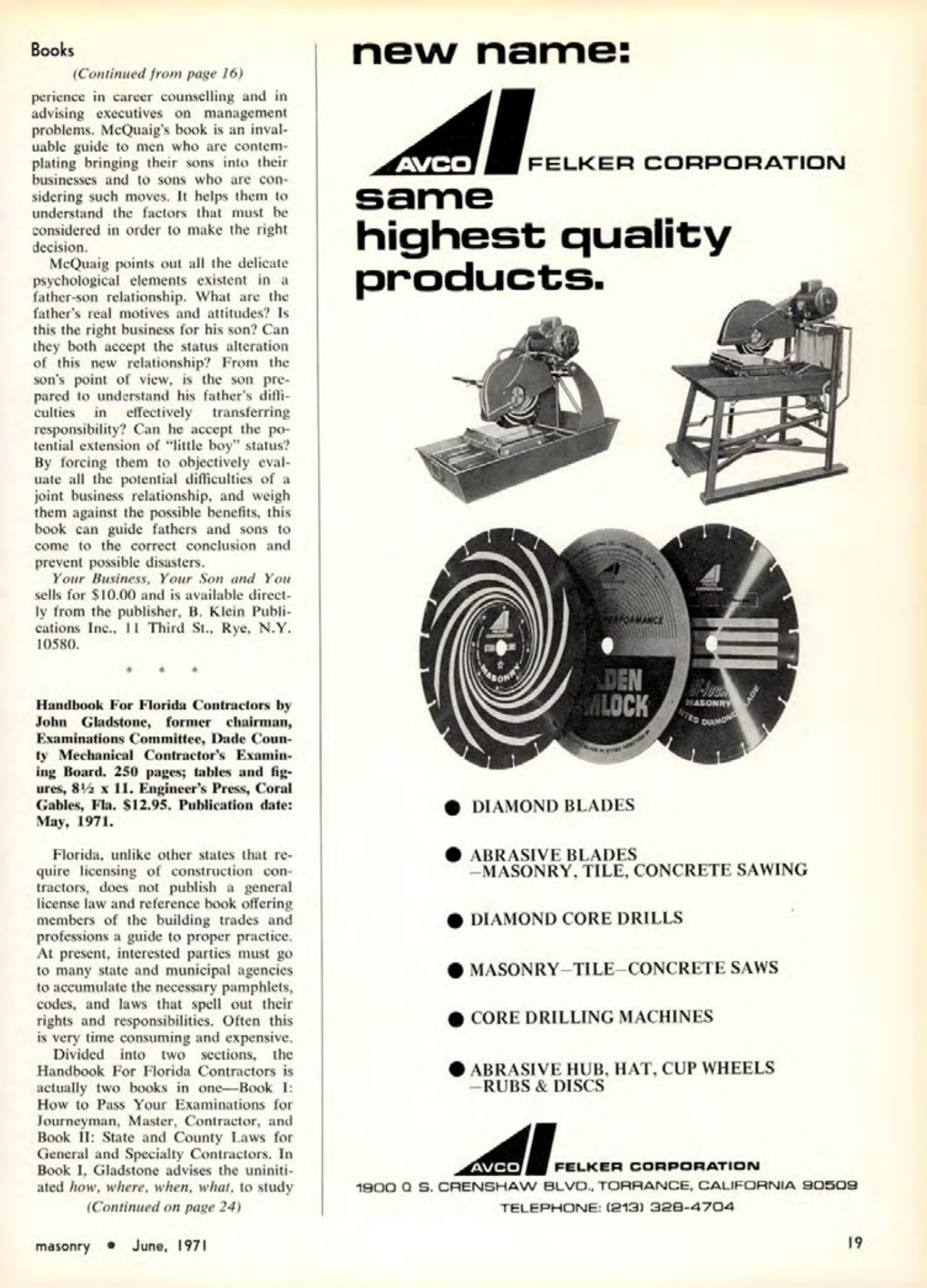 Masonry Magazine June 1971 Page. 19