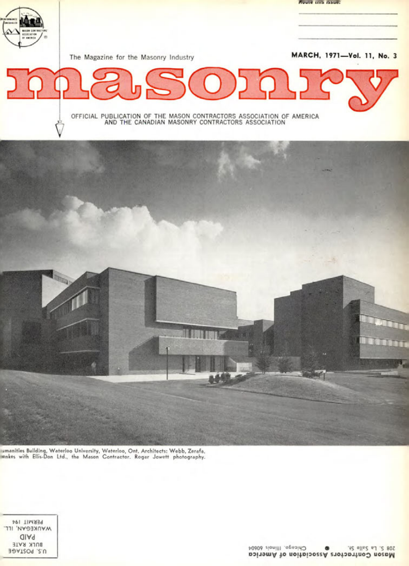 Masonry Magazine March 1971 Page. 1