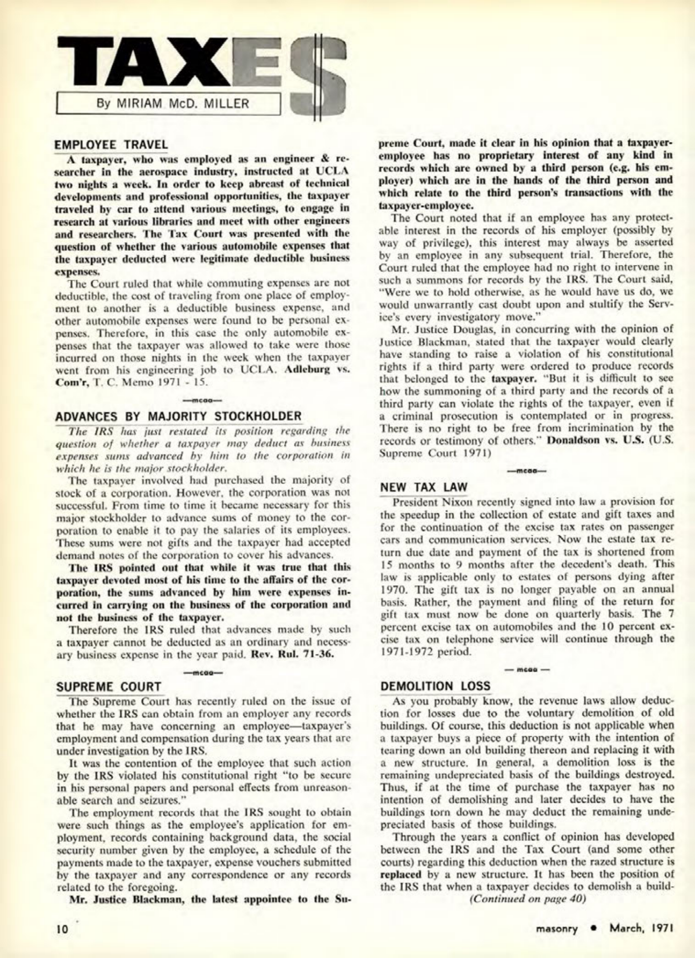 Masonry Magazine March 1971 Page. 10