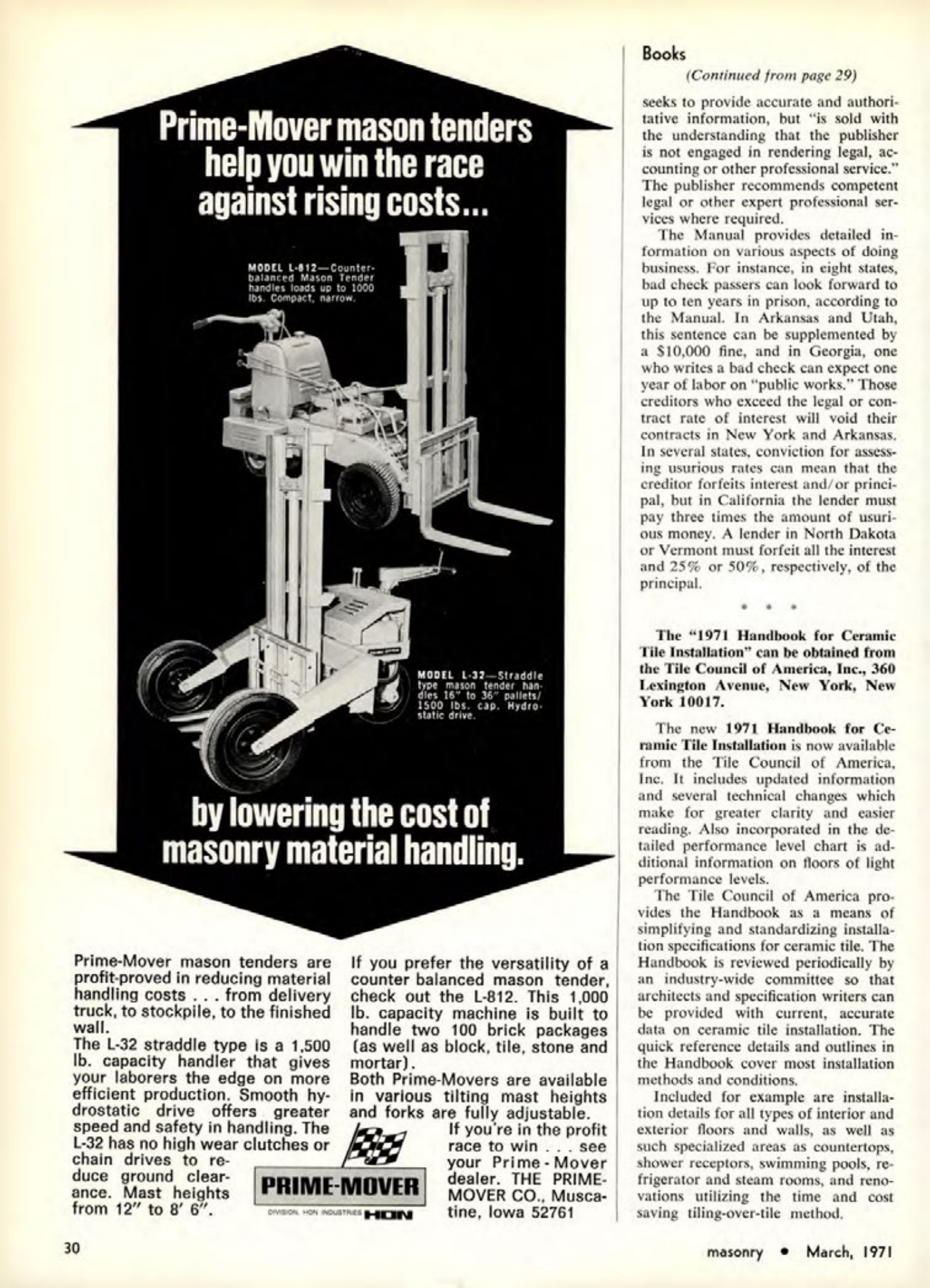 Masonry Magazine March 1971 Page. 30