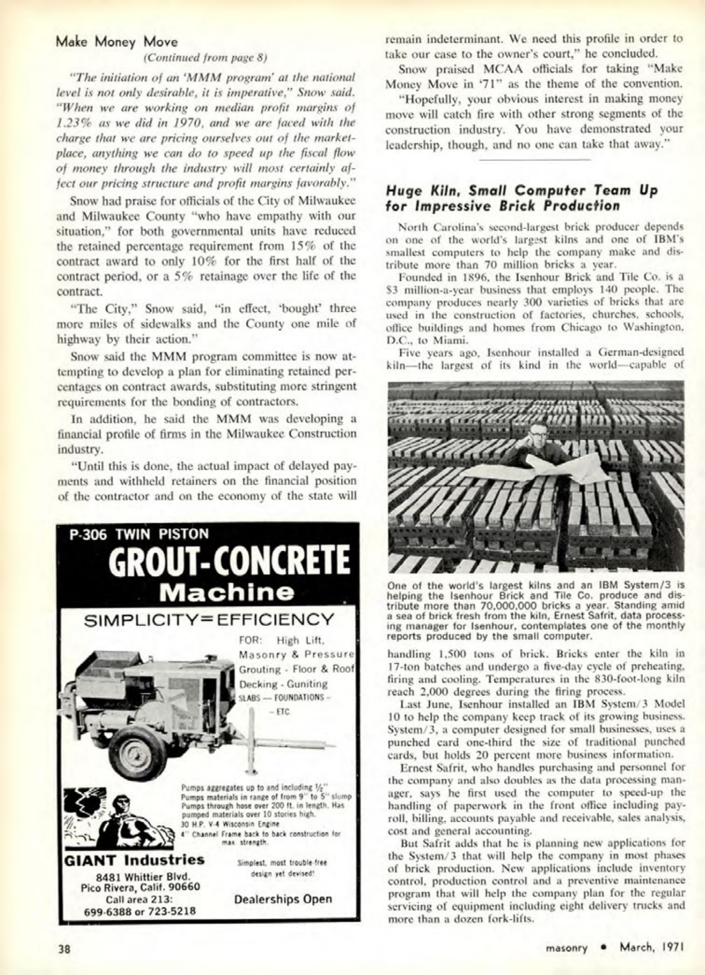 Masonry Magazine March 1971 Page. 38